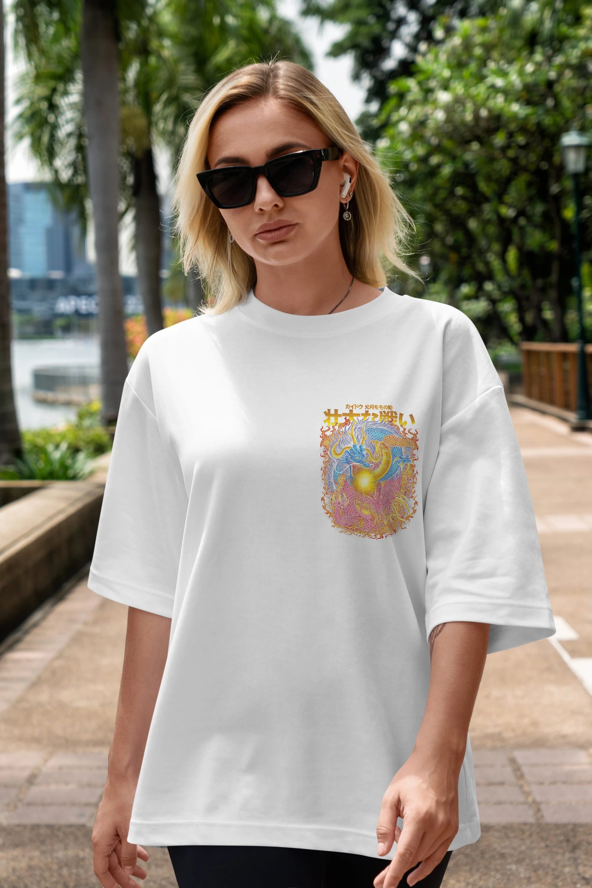 ONE PIECE (4) Ön Sol Baskılı Oversize t-shirt Erkek Kadın Unisex %100 Pamuk Bisiklet Yaka tişort