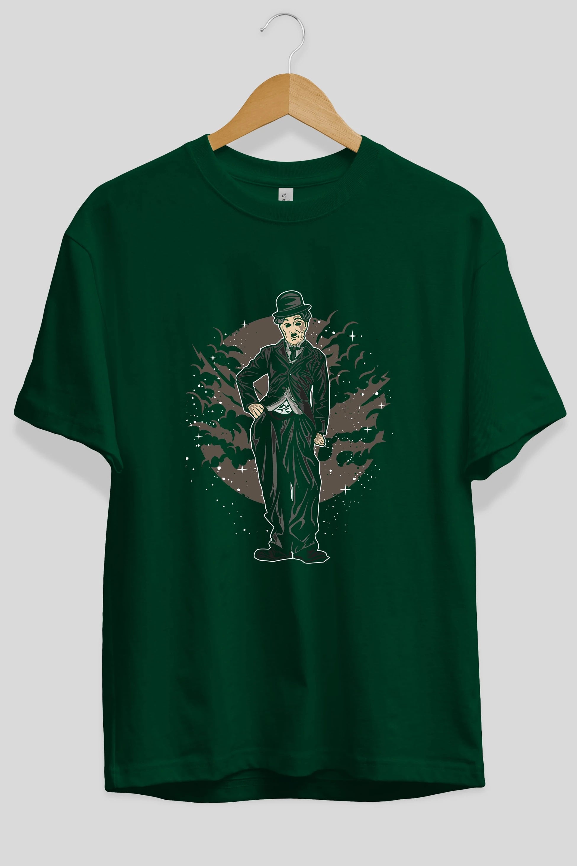 CHAPLIN Ön Baskılı Oversize t-shirt Erkek Kadın Unisex %100 Pamuk tişort