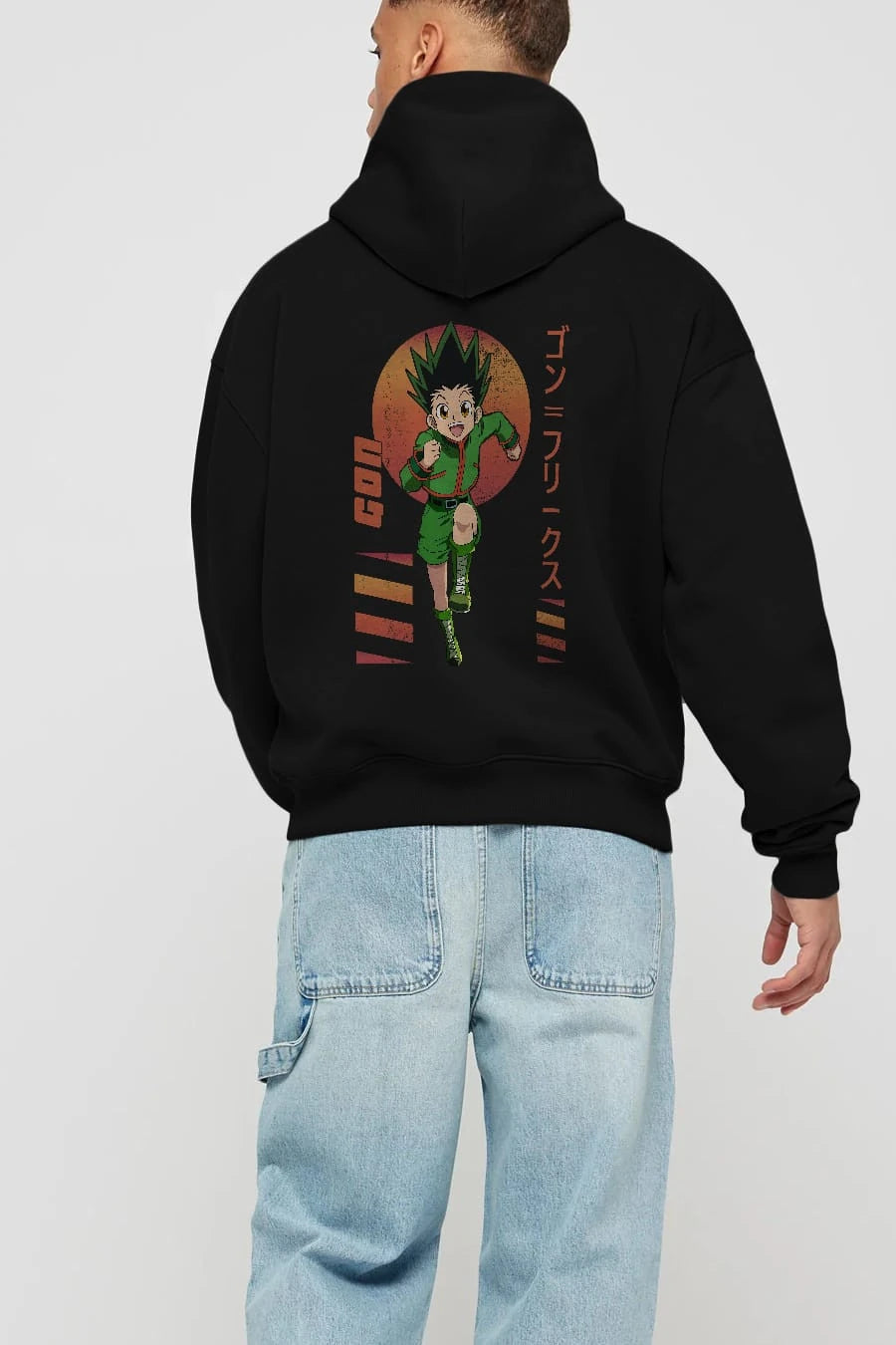 Gon Freecss HUNTER X HUNTER 2 Anime Arka Baskılı Hoodie Oversize Kapüşonlu Sweatshirt Erkek Kadın Unisex