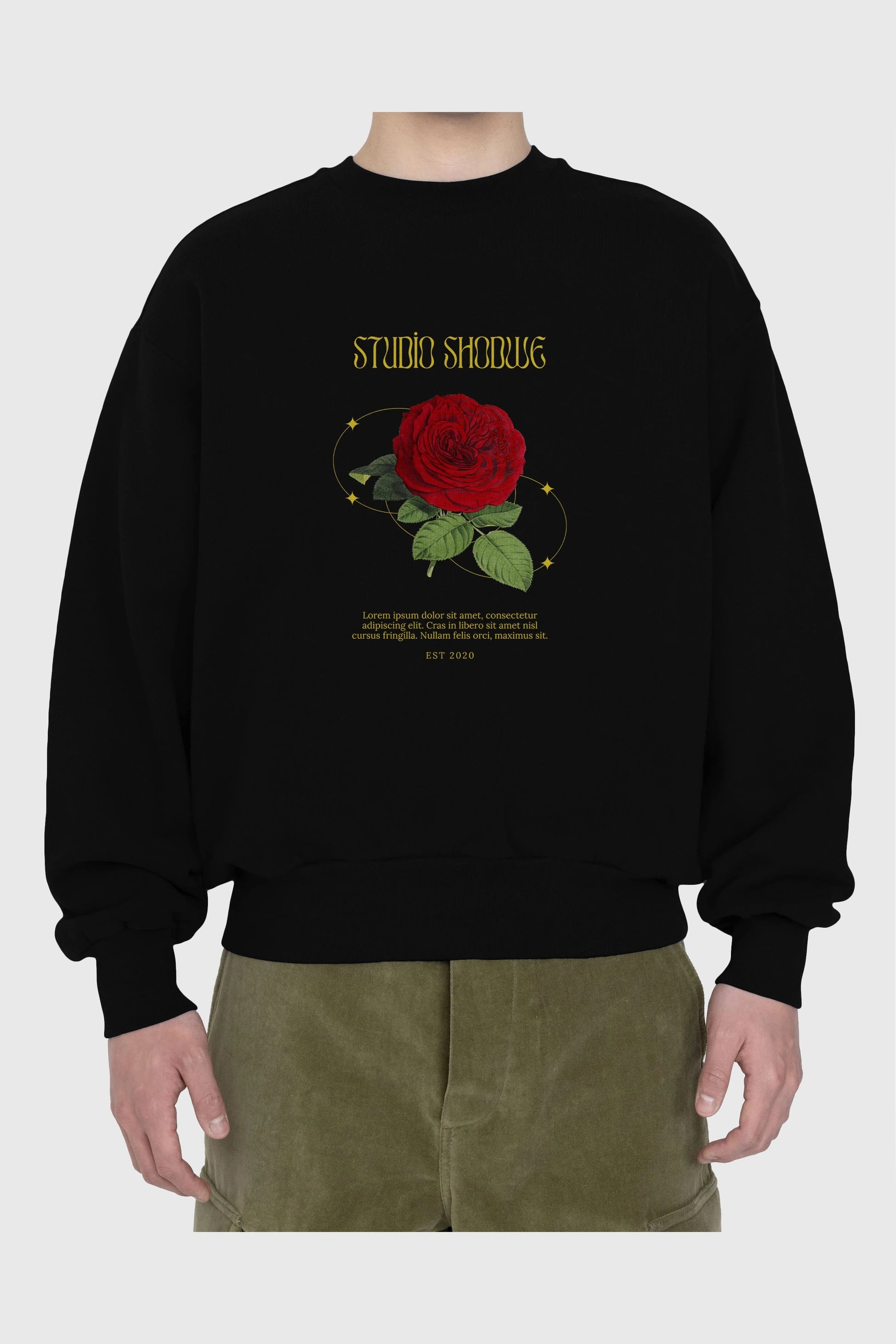 Studio Shodwe Rose Ön Baskılı Oversize Sweatshirt Erkek Kadın Unisex