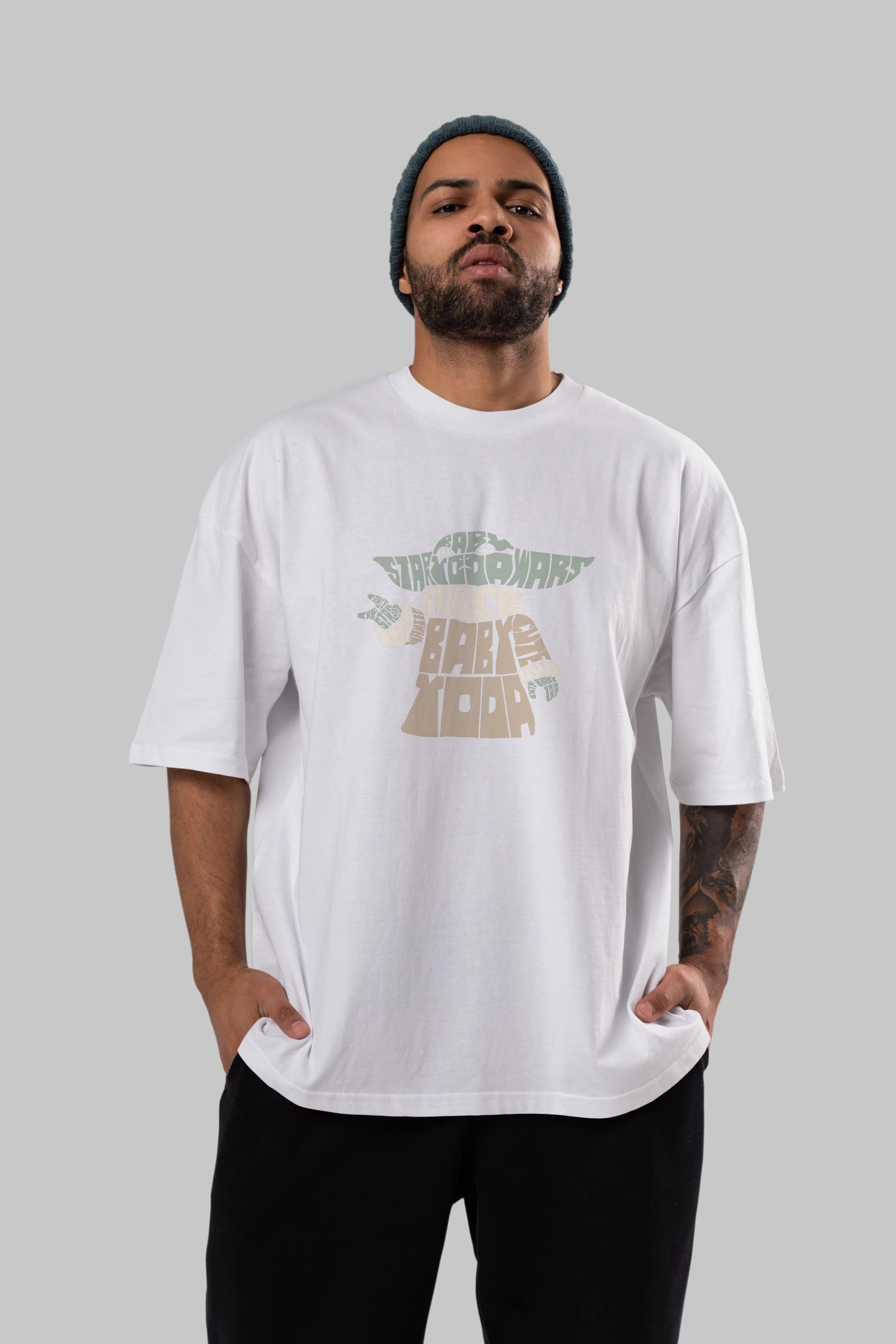 Baby Yoda Ön Baskılı Oversize t-shirt %100 pamuk Erkek Kadın Unisex