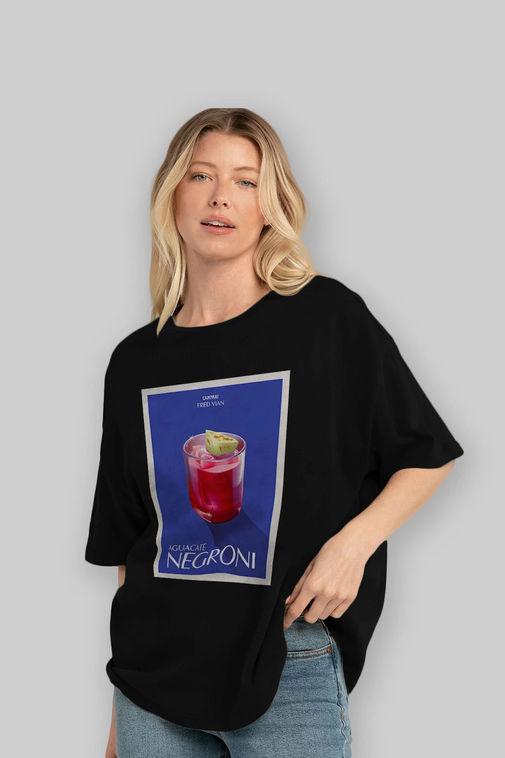 Aguacate Negroni Ön Baskılı Oversize t-shirt Erkek Kadın Unisex %100 Pamuk Bisiklet Yaka tişort