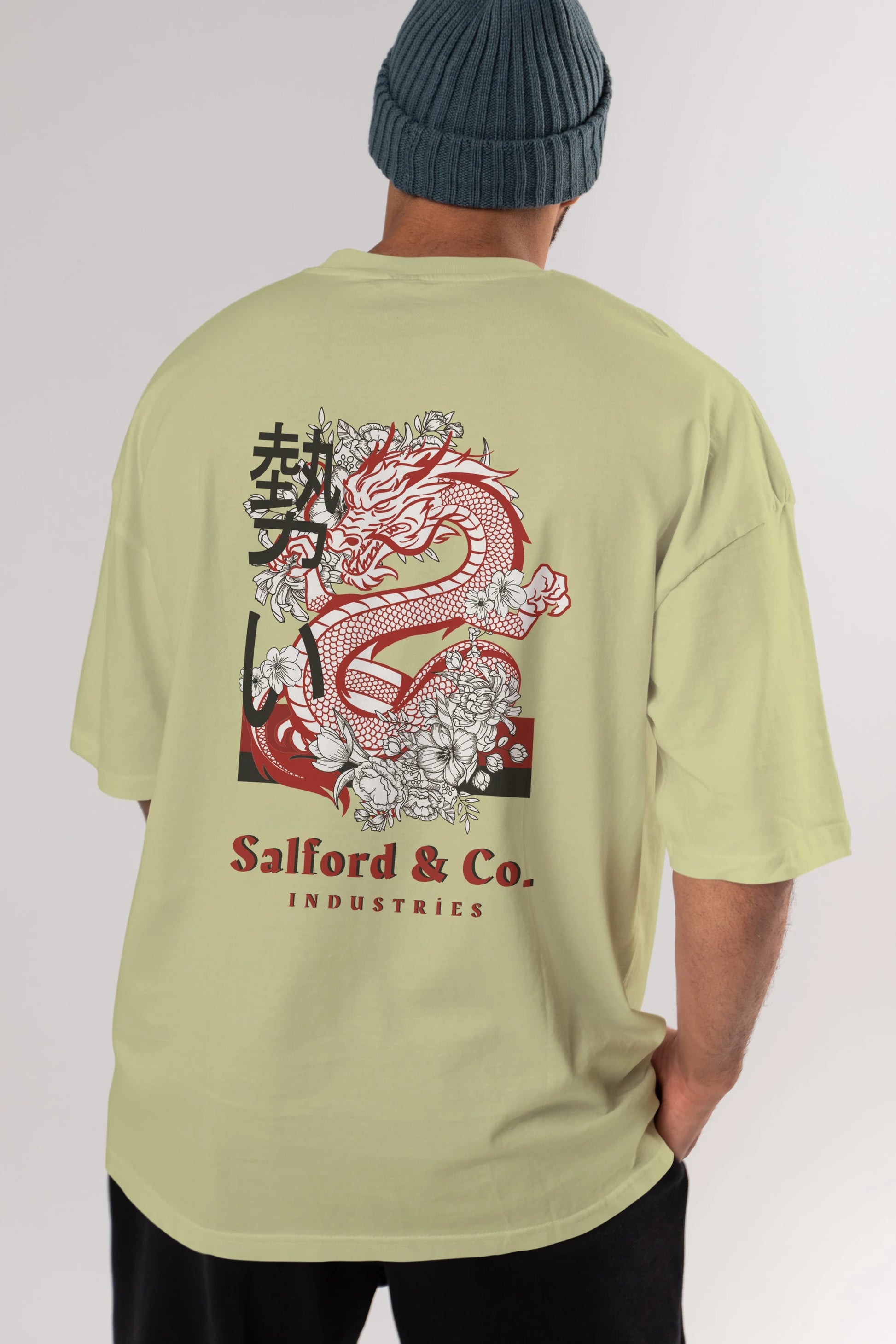 Dragon Arka Baskılı Oversize t-shirt Erkek Kadın Unisex
