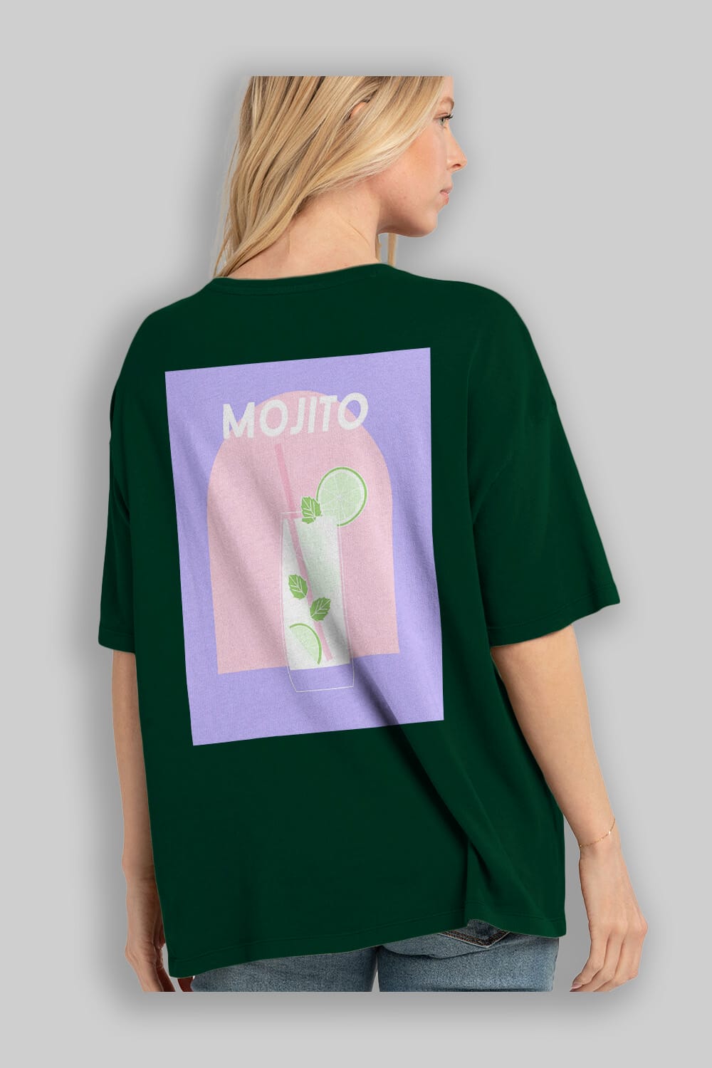 Mojito 2 Arka Baskılı Oversize t-shirt Erkek Kadın Unisex %100 Pamuk Bisiklet Yaka tişort