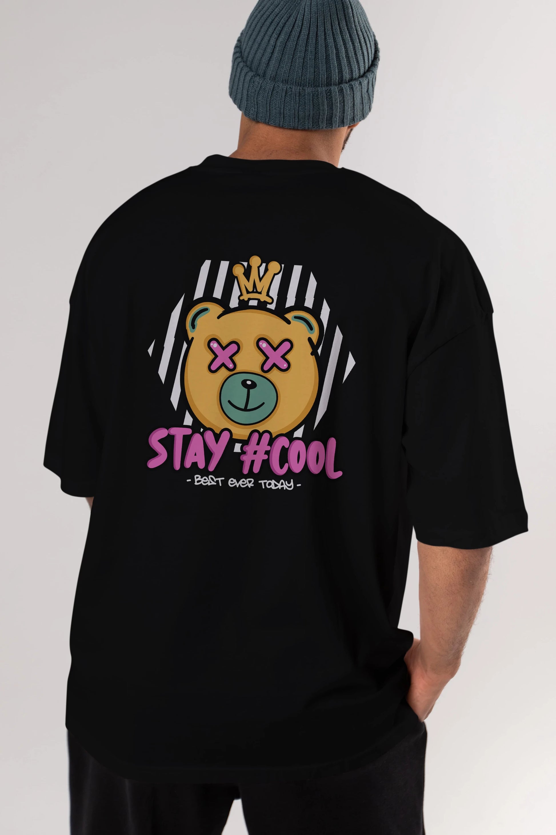 Stay Cool Bear Arka Baskılı Oversize t-shirt Erkek Kadın Unisex