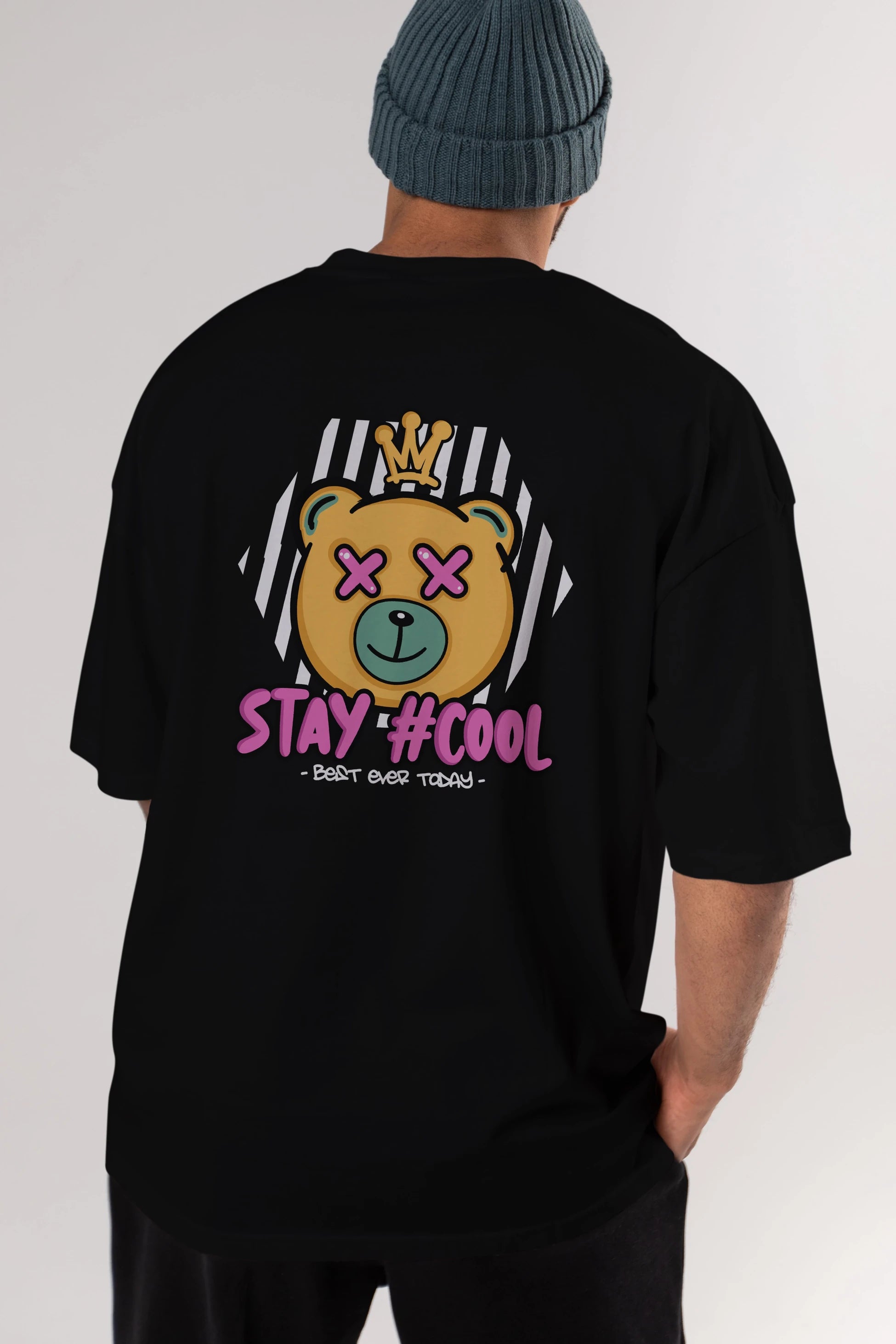 Stay Cool Bear Arka Baskılı Oversize t-shirt Erkek Kadın Unisex