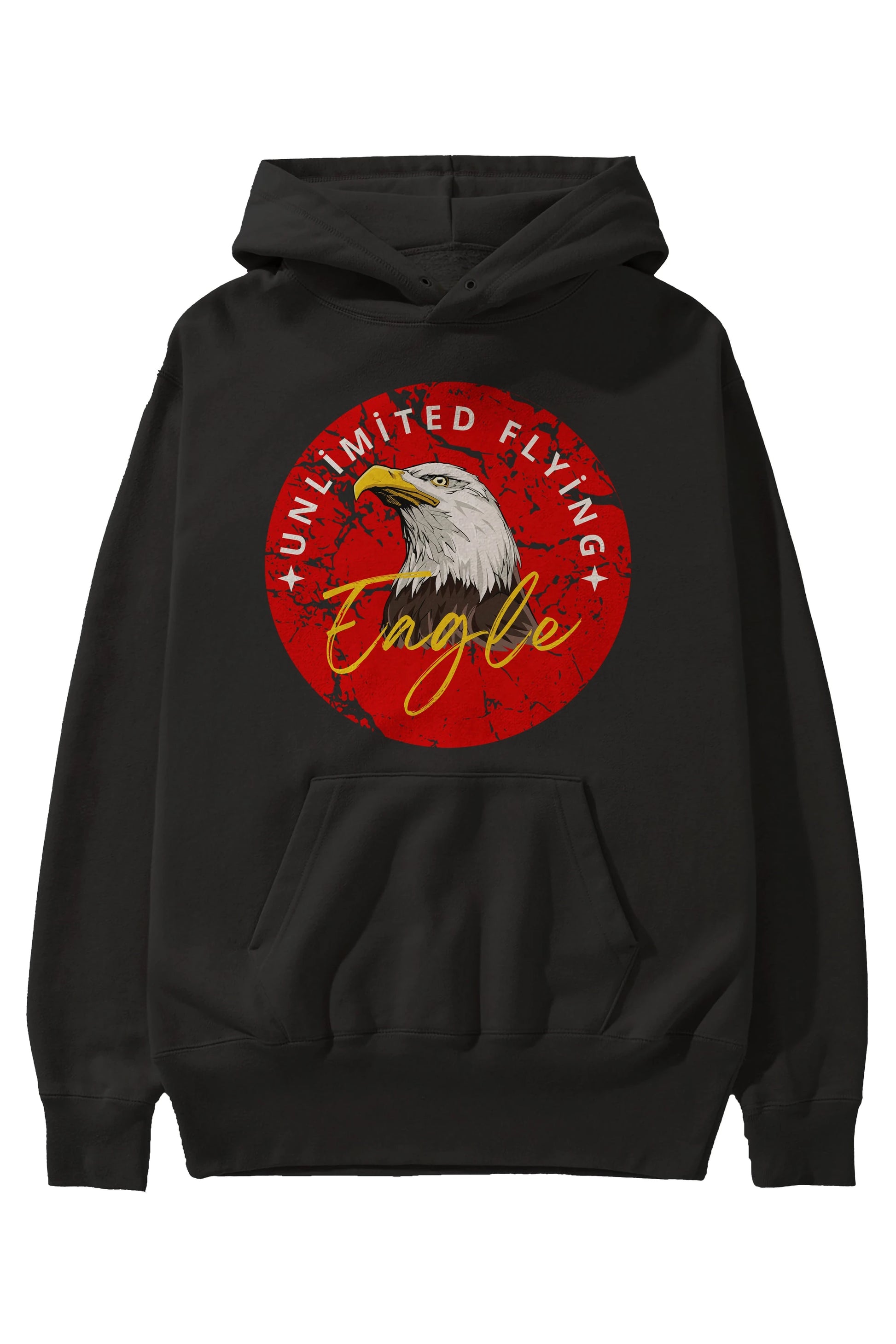 Unlimited Flying Yazılı Ön Baskılı Oversize Hoodie Kapüşonlu Sweatshirt Erkek Kadın Unisex