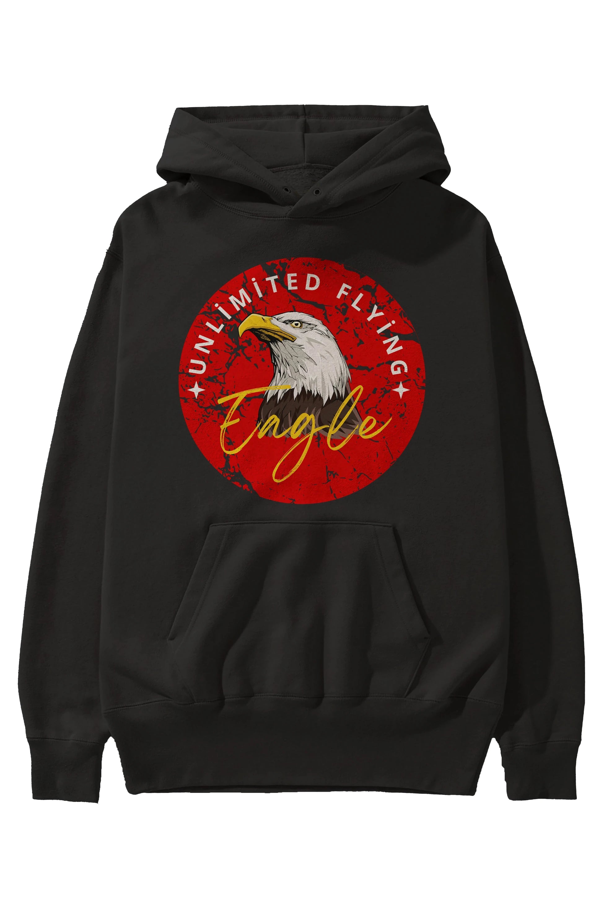 Unlimited Flying Yazılı Ön Baskılı Oversize Hoodie Kapüşonlu Sweatshirt Erkek Kadın Unisex