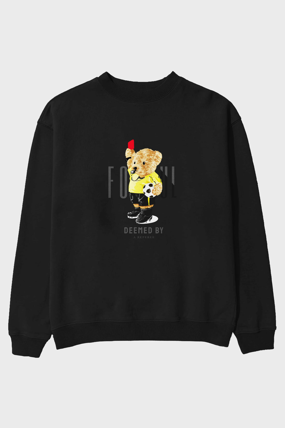 Teddy Bear Kırmızı Kart Ön Baskılı Oversize Sweatshirt Erkek Kadın Unisex