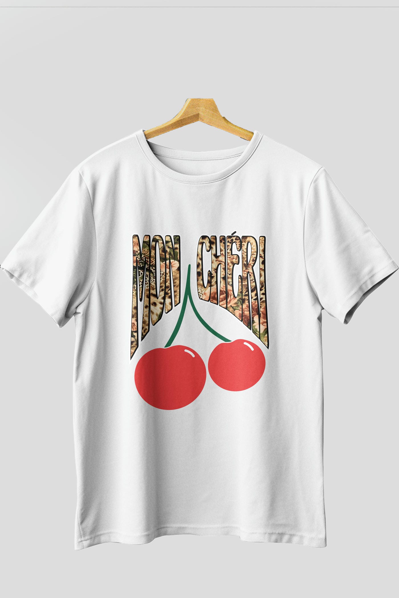Mon Cherry Cherries Ön Baskılı Oversize t-shirt Erkek Kadın Pamuk Bisiklet Yaka tişort