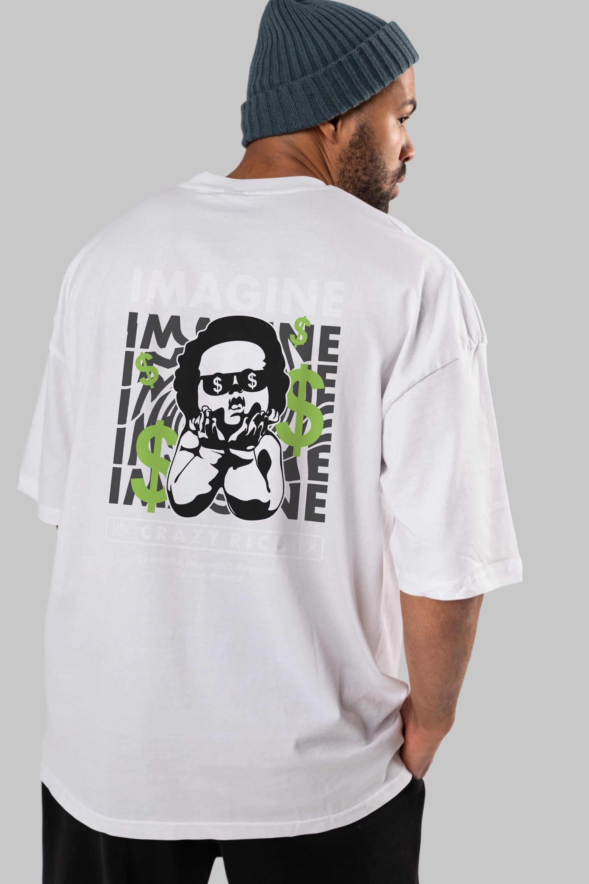 Imagine Crazy Rich Arka Baskılı Oversize t-shirt Erkek Kadın Unisex