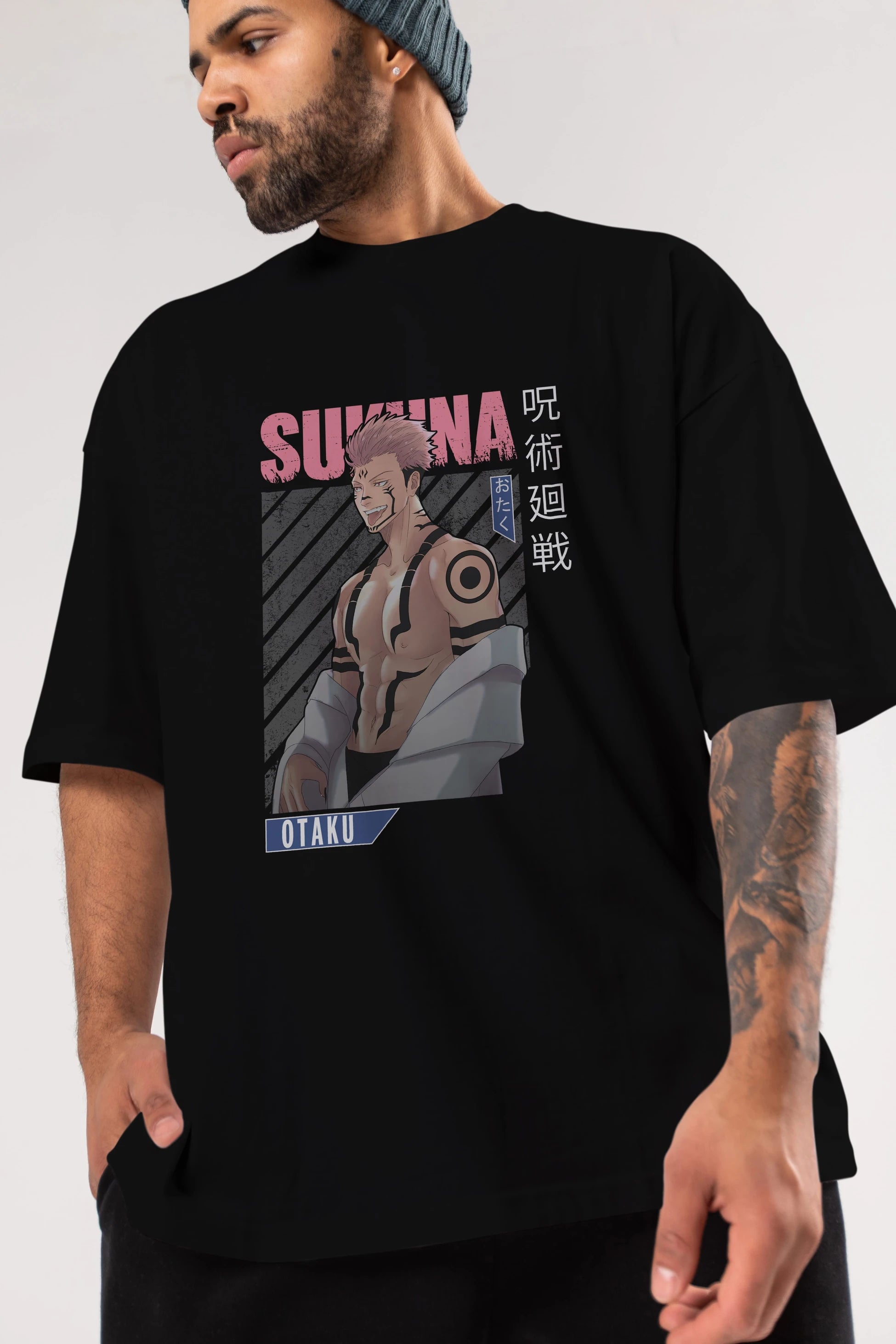 Sukuna Ryoumen Anime Ön Baskılı Oversize t-shirt %100 pamuk Erkek Kadın Unisex