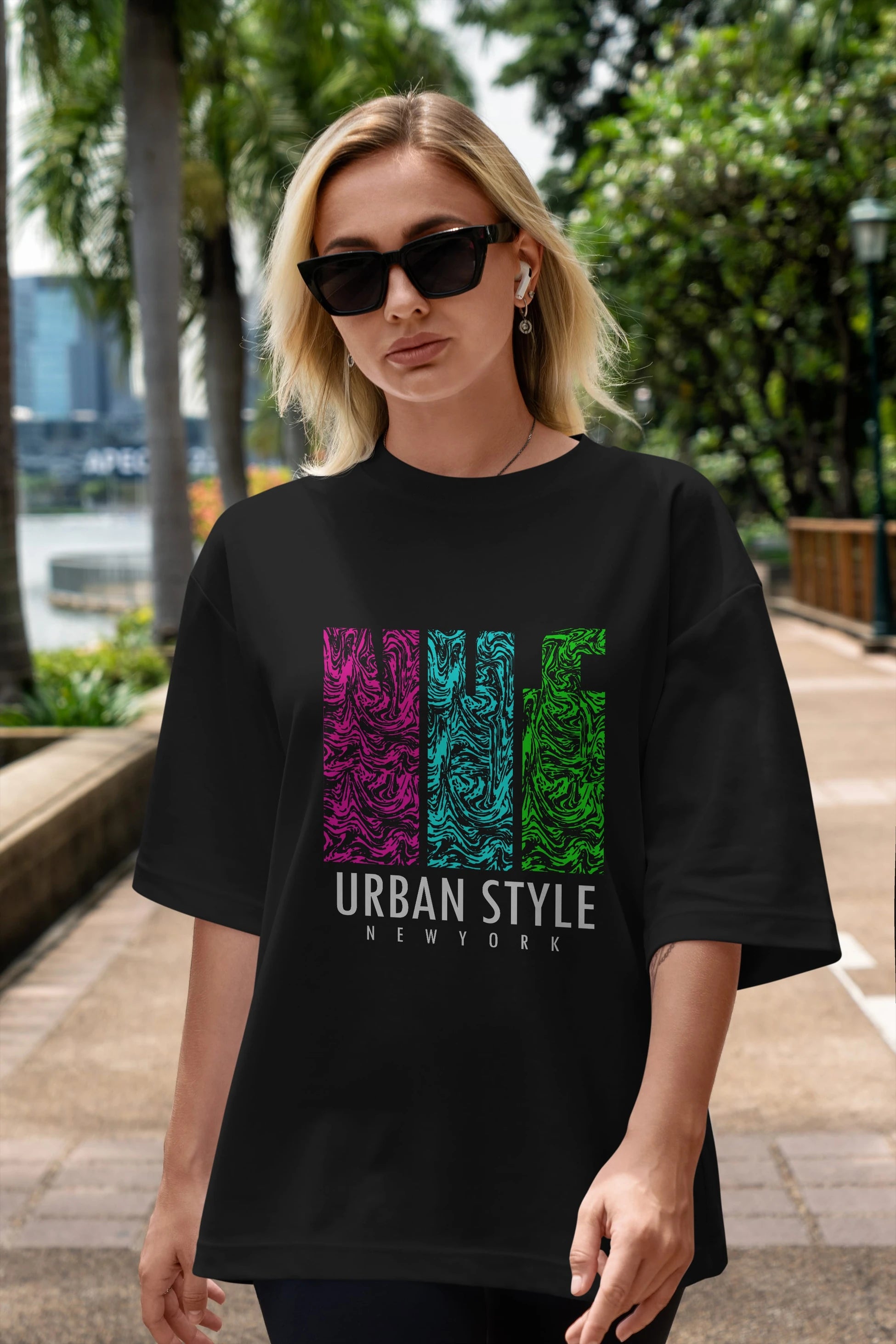 Urban Style Newyork Ön Baskılı Oversize t-shirt Erkek Kadın Unisex
