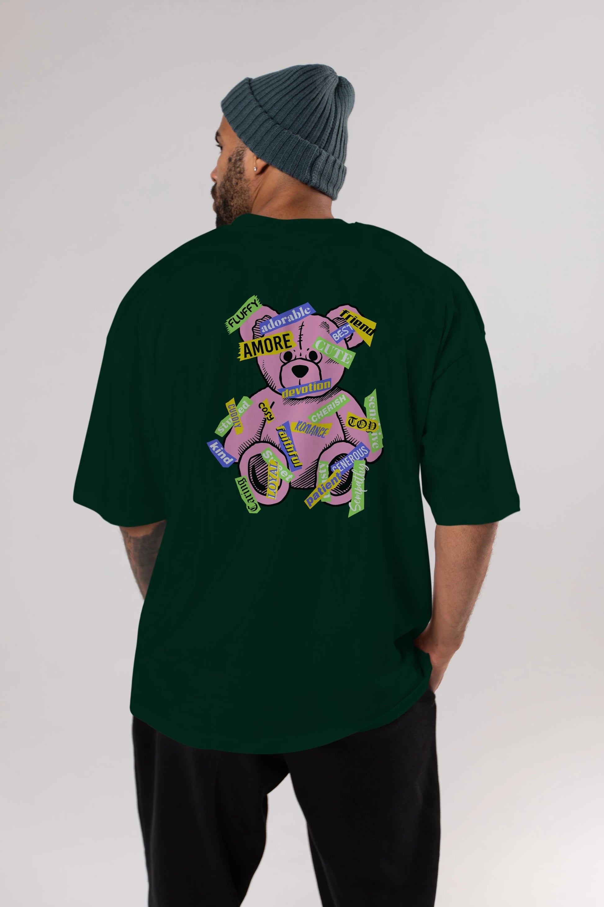 Teddy Bear Cute Arka Baskılı Oversize t-shirt Erkek Kadın Unisex