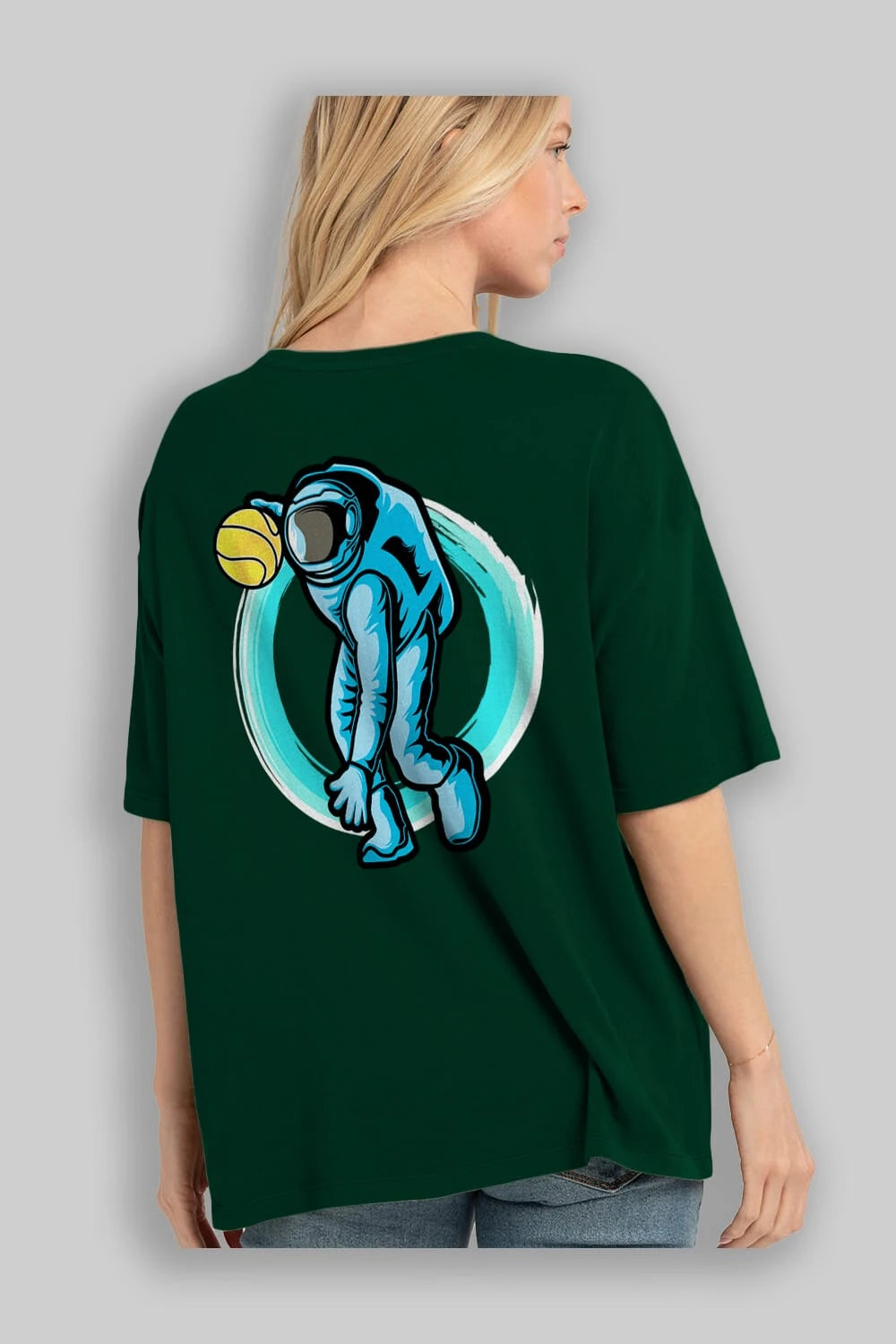 Astronaut Dribble Arka Baskılı Oversize t-shirt Erkek Kadın Unisex