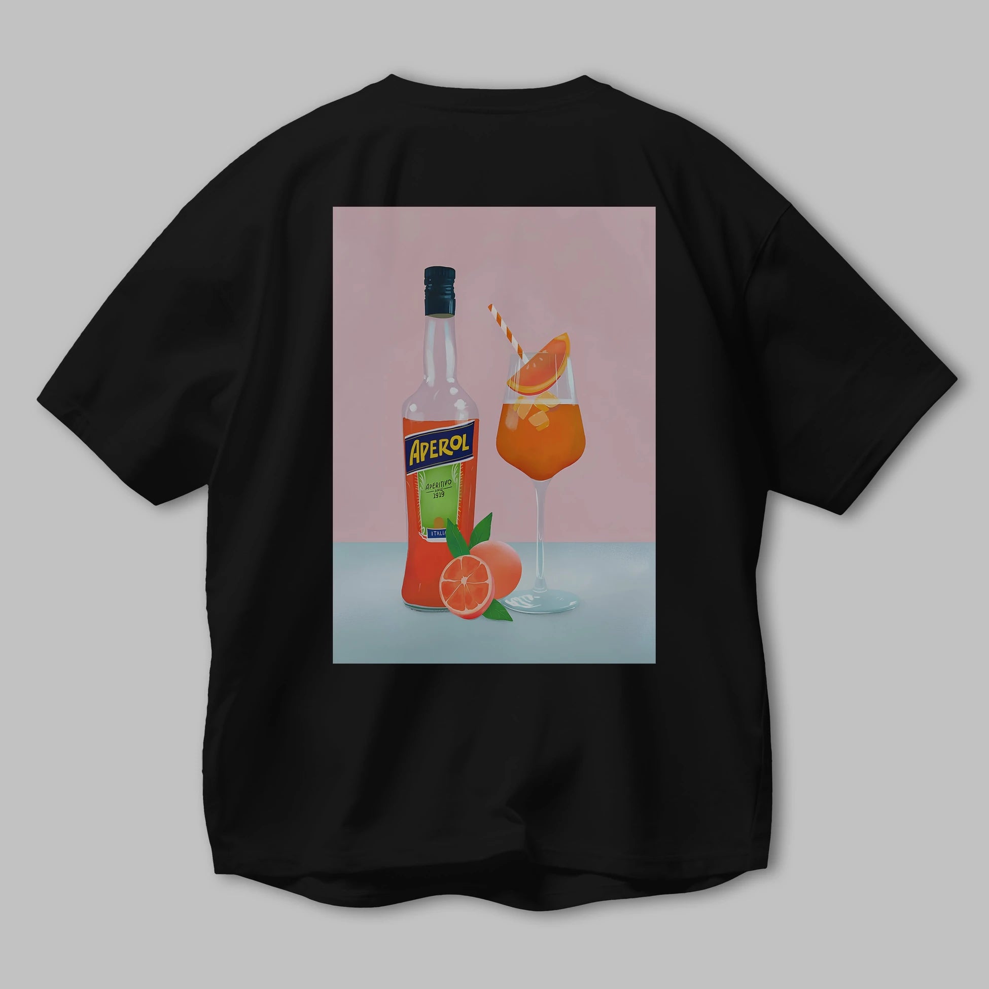 Aperol Spritz 3 Arka Baskılı Oversize t-shirt Erkek Kadın Unisex %100 Pamuk Bisiklet Yaka tişort