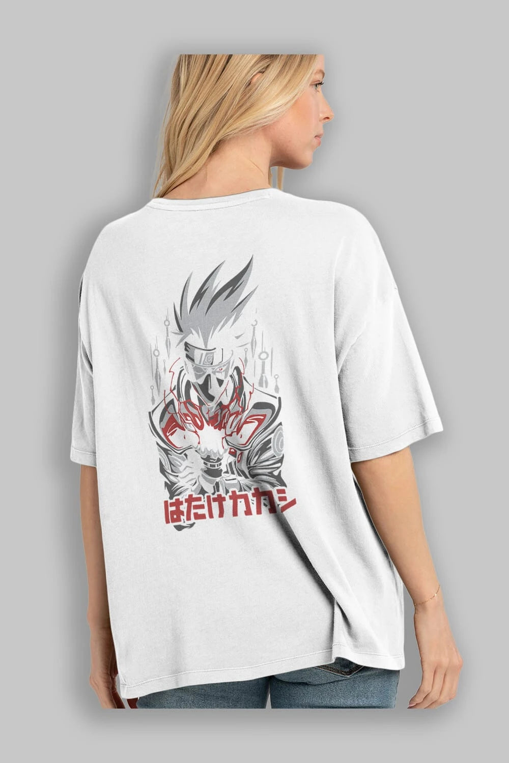 KAKASHI HATAKE NARUTO 1 Anime Arka Baskılı Oversize t-shirt Erkek Kadın Unisex