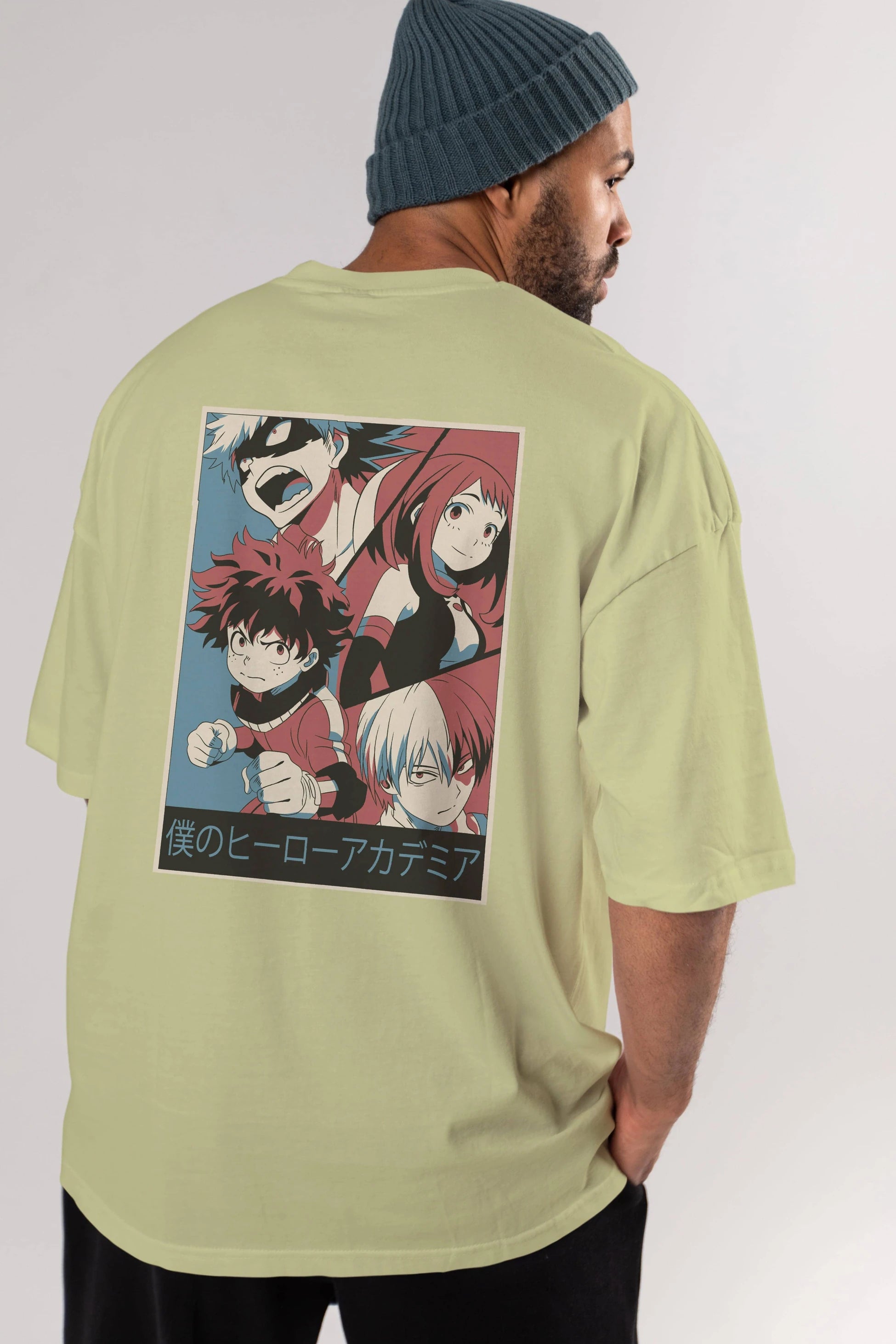 BokuNoHero Anime Arka Baskılı Oversize t-shirt Erkek Kadın Unisex