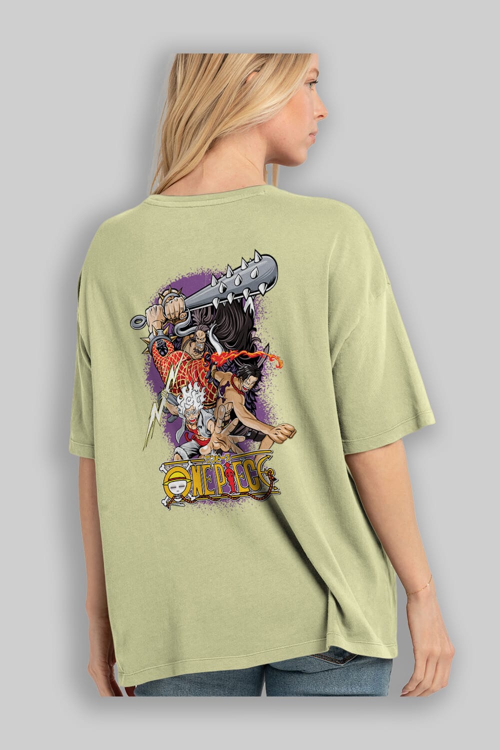 ONE PIECE (6) Anime Arka Baskılı Oversize t-shirt Erkek Kadın Unisex