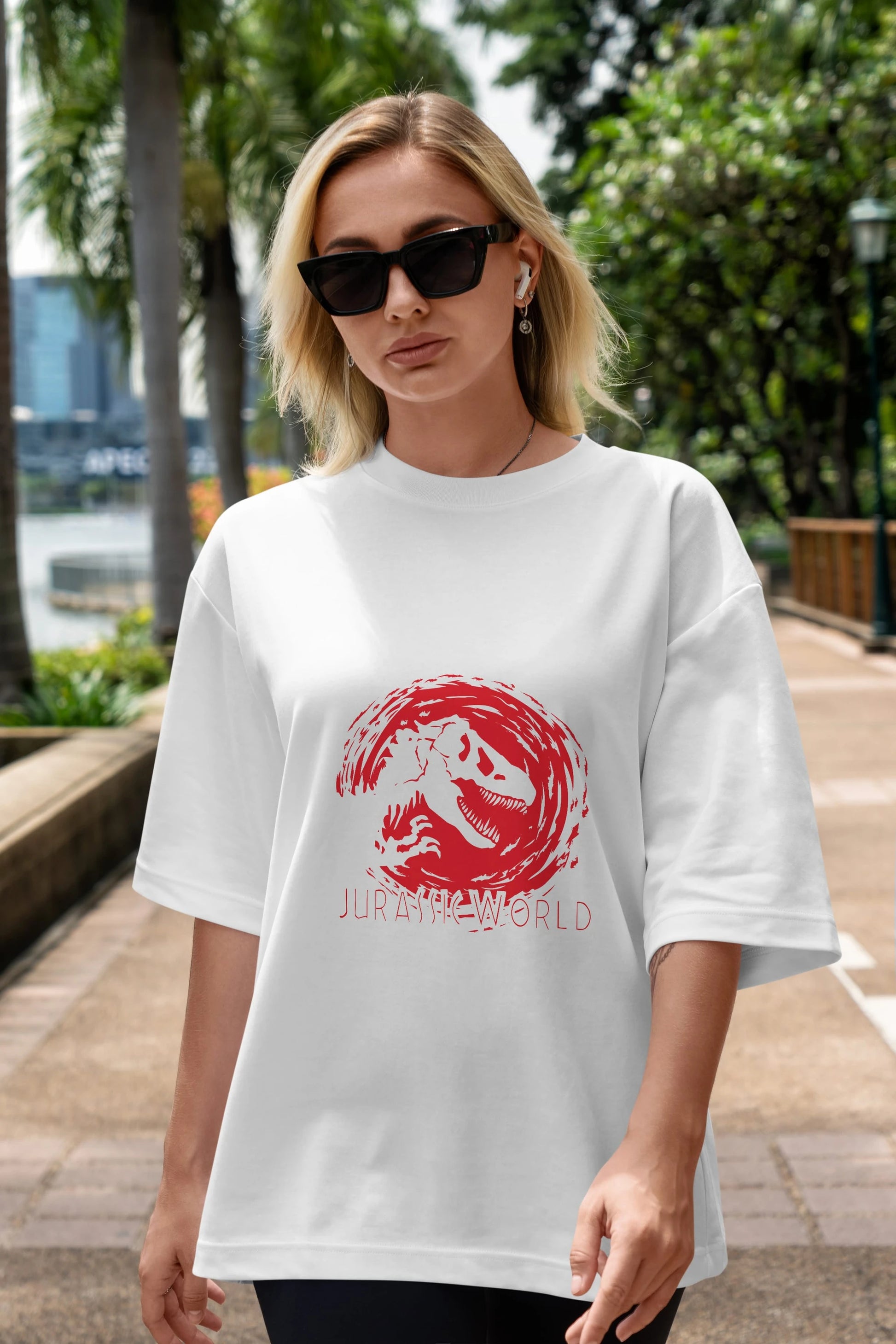 Jurassic Park (3) Ön Baskılı Oversize t-shirt Erkek Kadın Unisex %100 Pamuk Bisiklet Yaka tişort