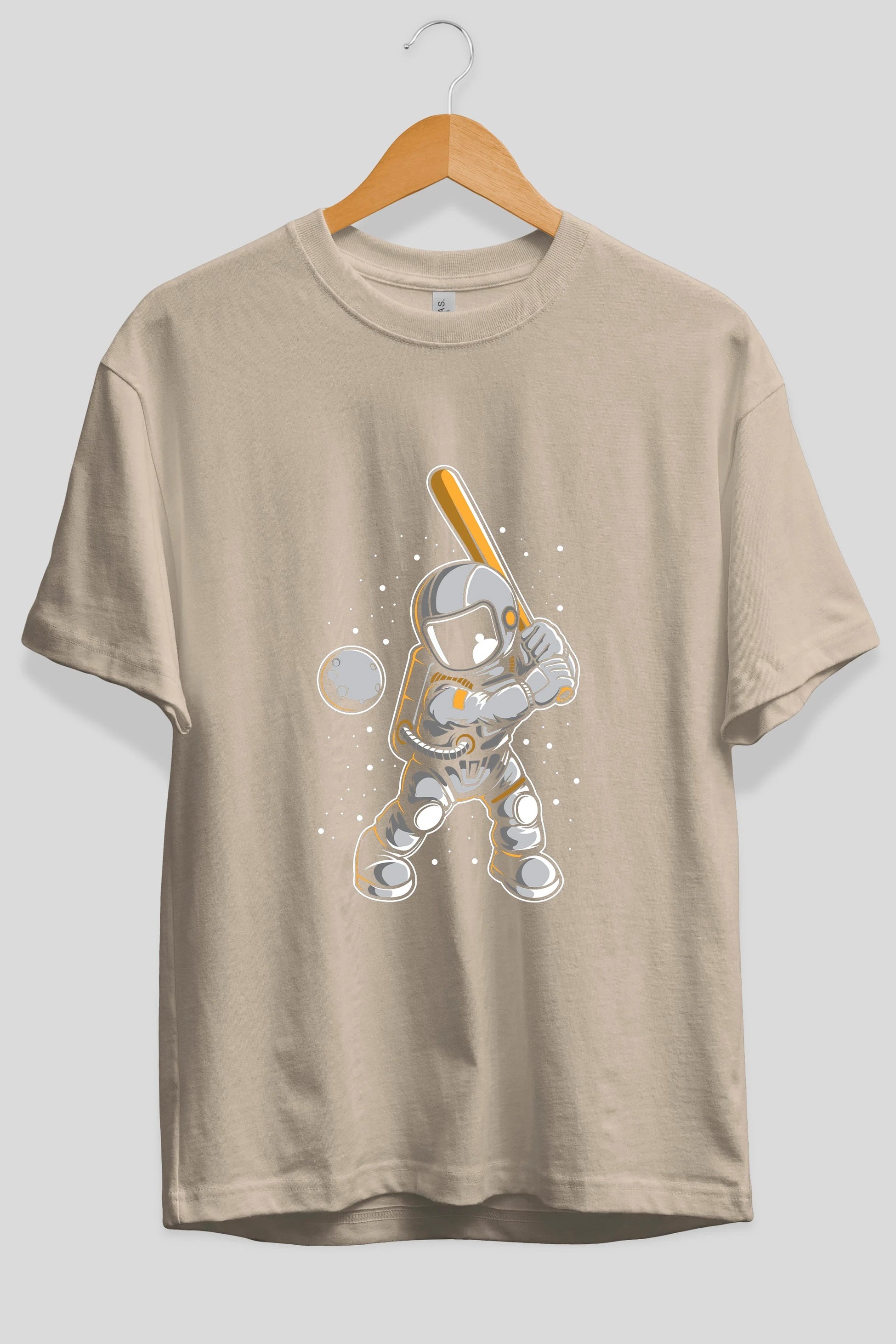 Astronaut Baseball Ön Baskılı Oversize t-shirt Erkek Kadın Unisex