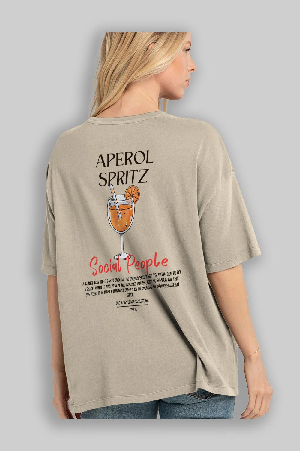 Aperol Sprıtz Kokteyl Serisi Baskılı Oversize t-shirt Erkek Kadın Unisex %100 Pamuk Bisiklet Yaka tişort