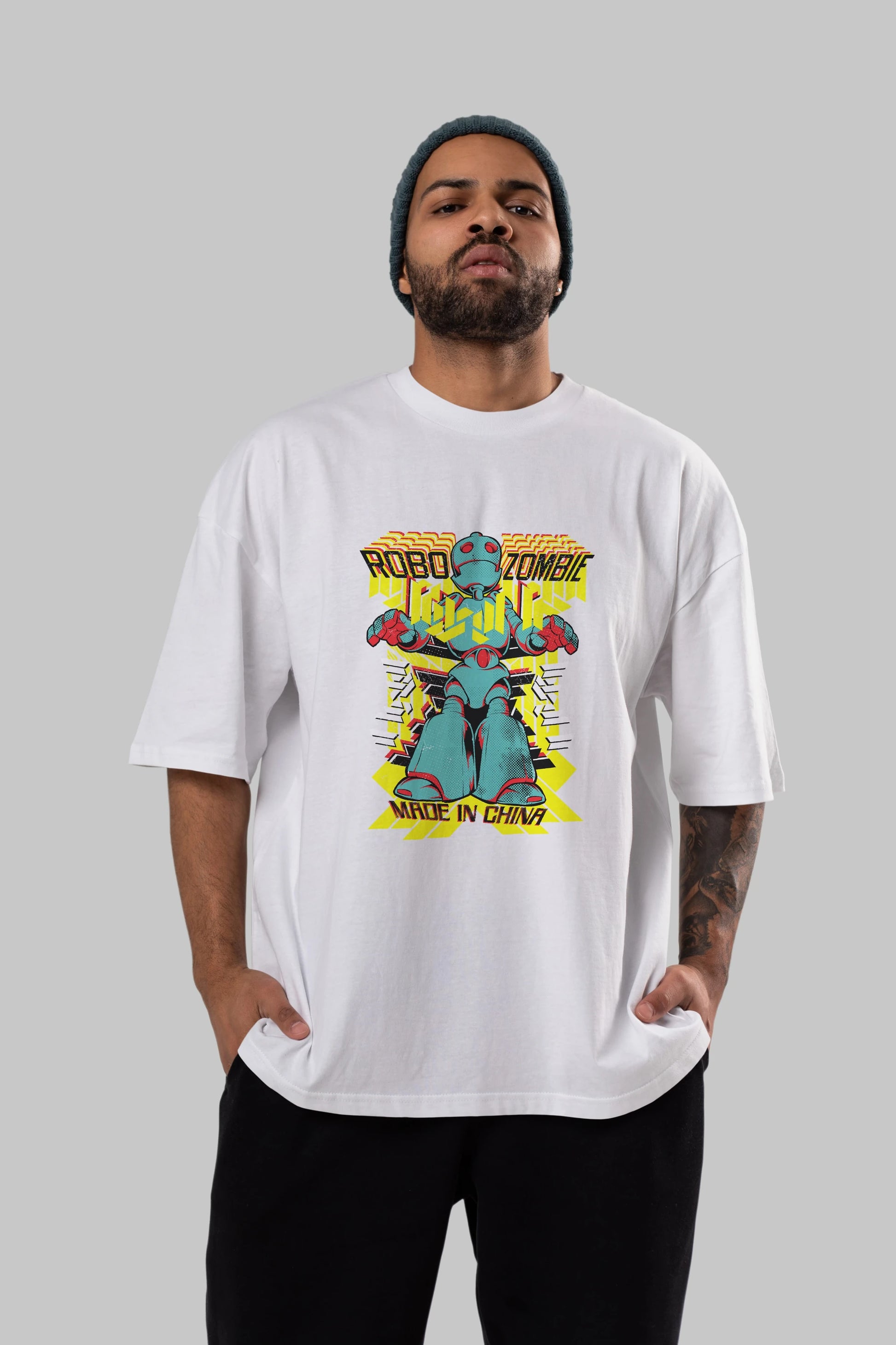 Robo Zombie Ön Baskılı Oversize t-shirt Erkek Kadın Unisex