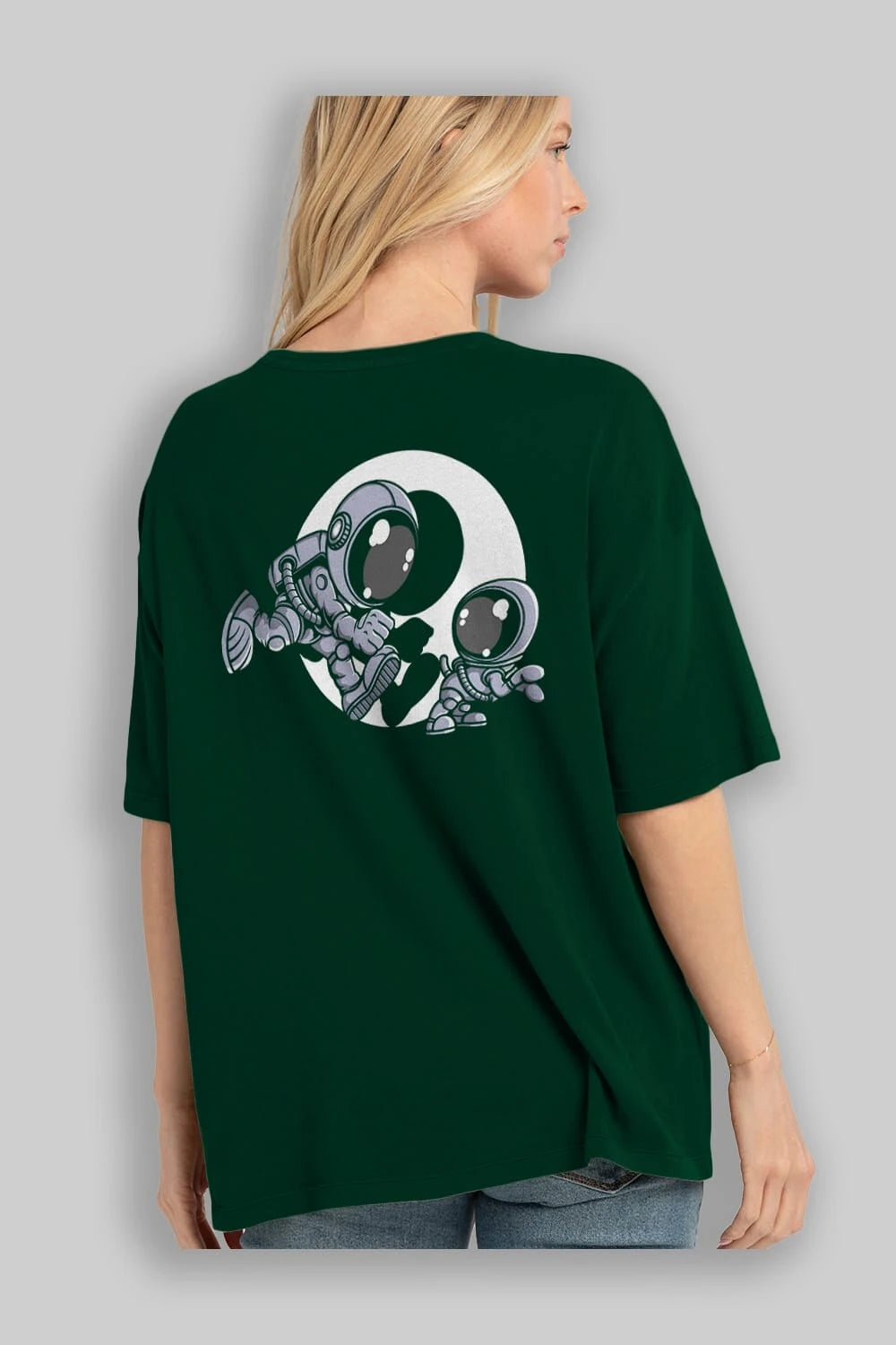 Astronaut And Little Dog Arka Baskılı Oversize t-shirt Erkek Kadın Unisex