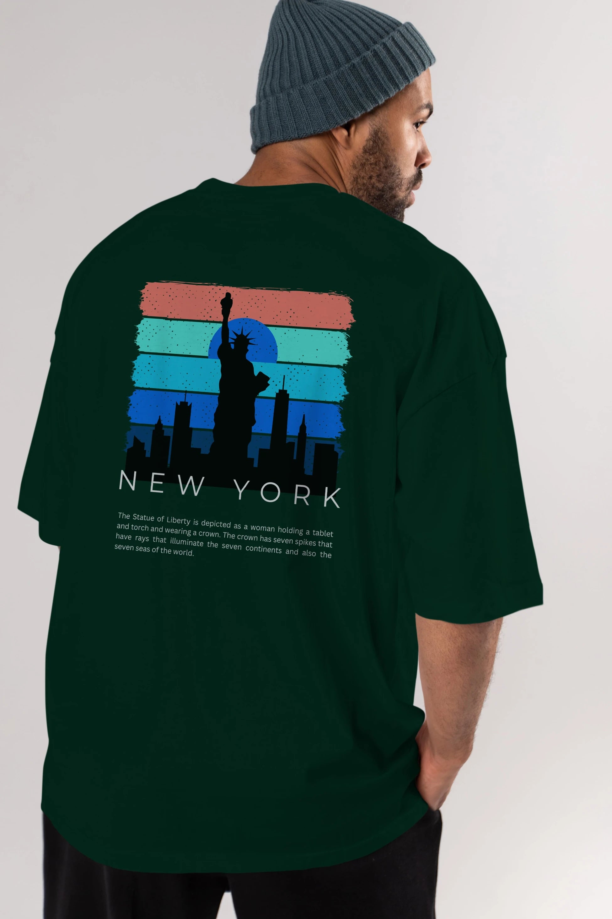 New York Yazılı Arka Baskılı Oversize t-shirt Erkek Kadın Unisex