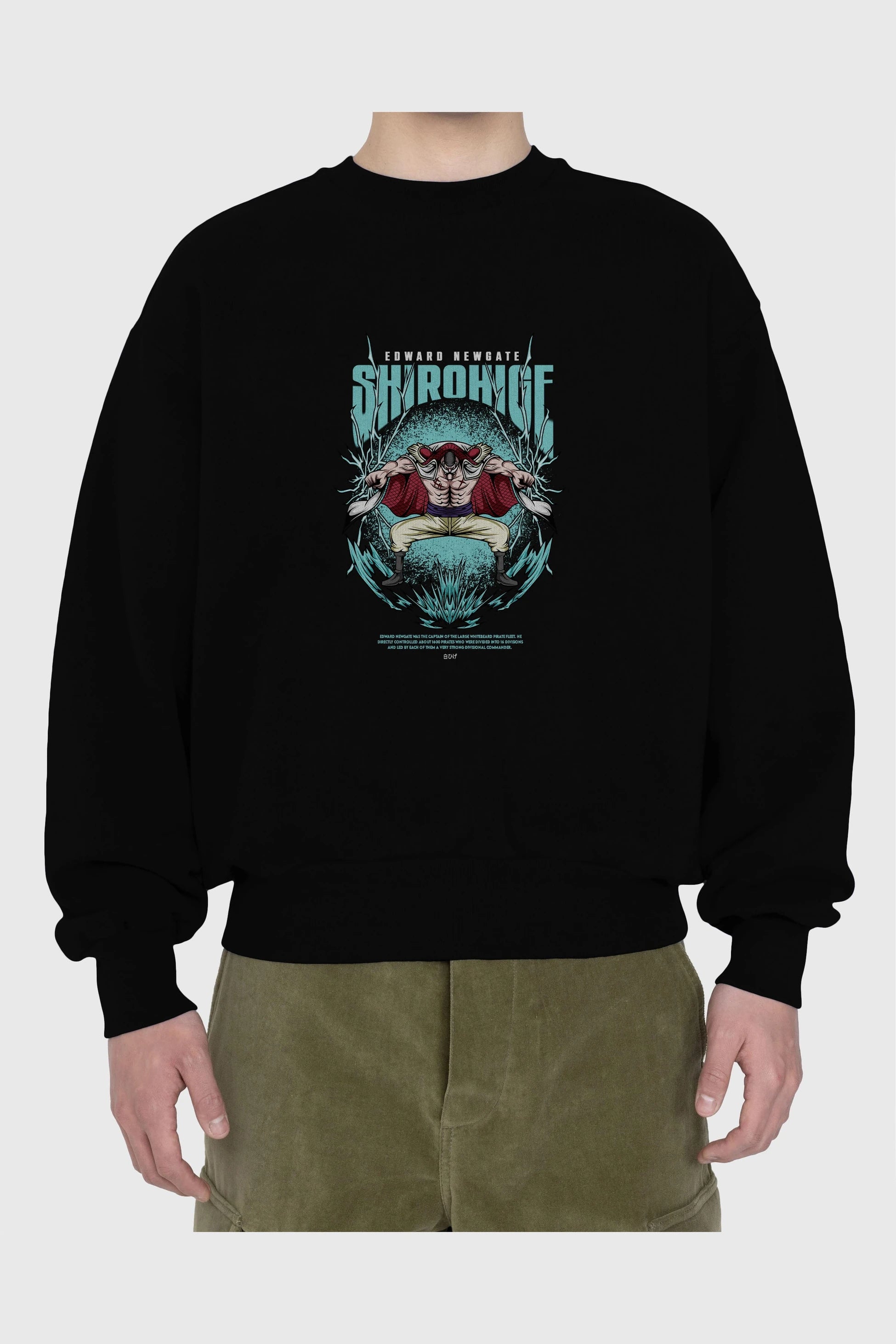 Shirohige Anime Ön Baskılı Oversize Sweatshirt Erkek Kadın Unisex