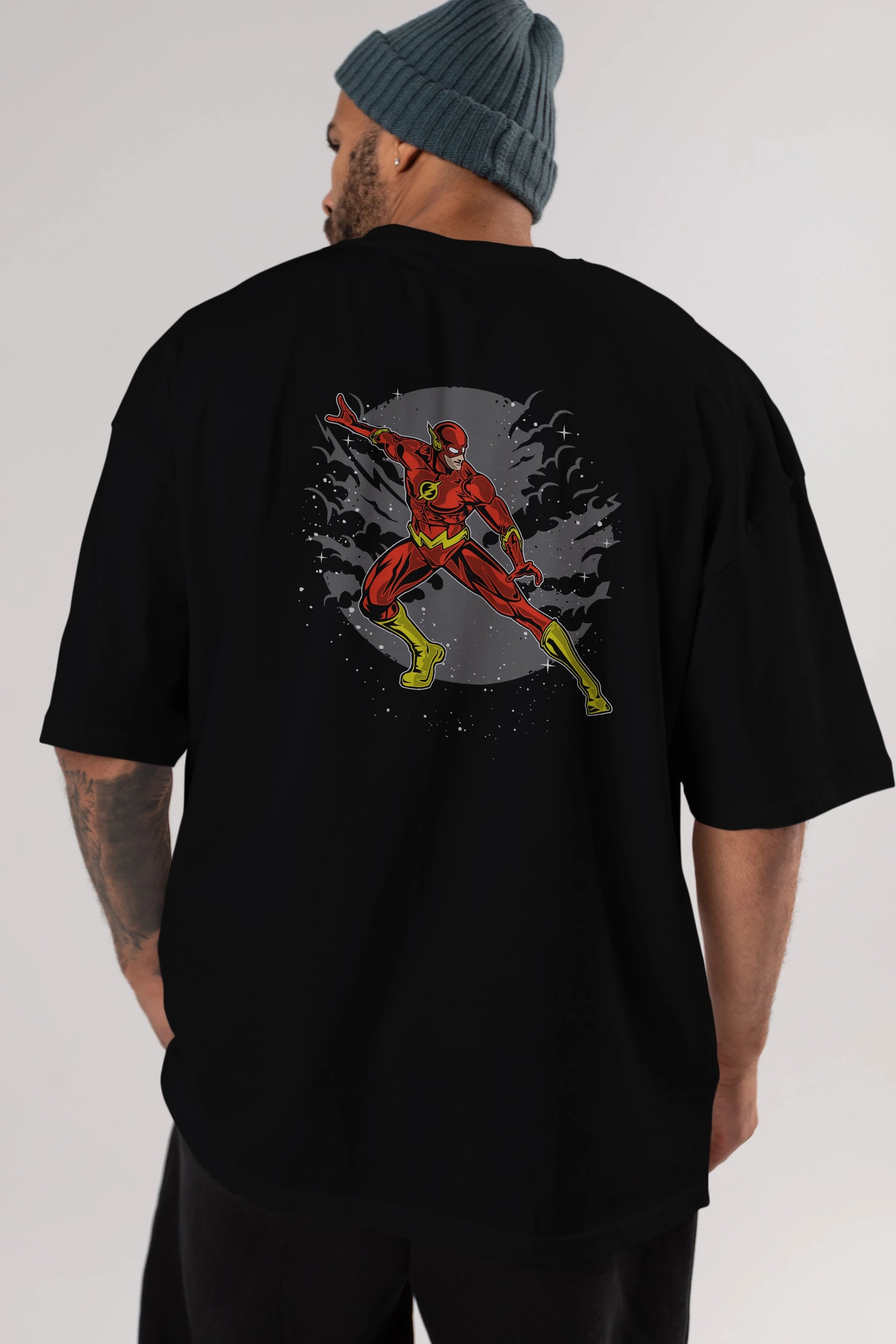 The Flash Arka Baskılı Oversize t-shirt Erkek Kadın Unisex %100 Pamuk