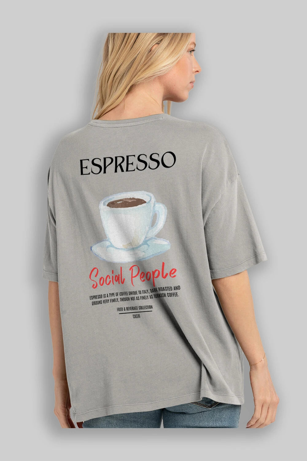 Espresso Kokteyl Serisi Baskılı Oversize t-shirt Erkek Kadın Unisex %100 Pamuk Bisiklet Yaka tişort
