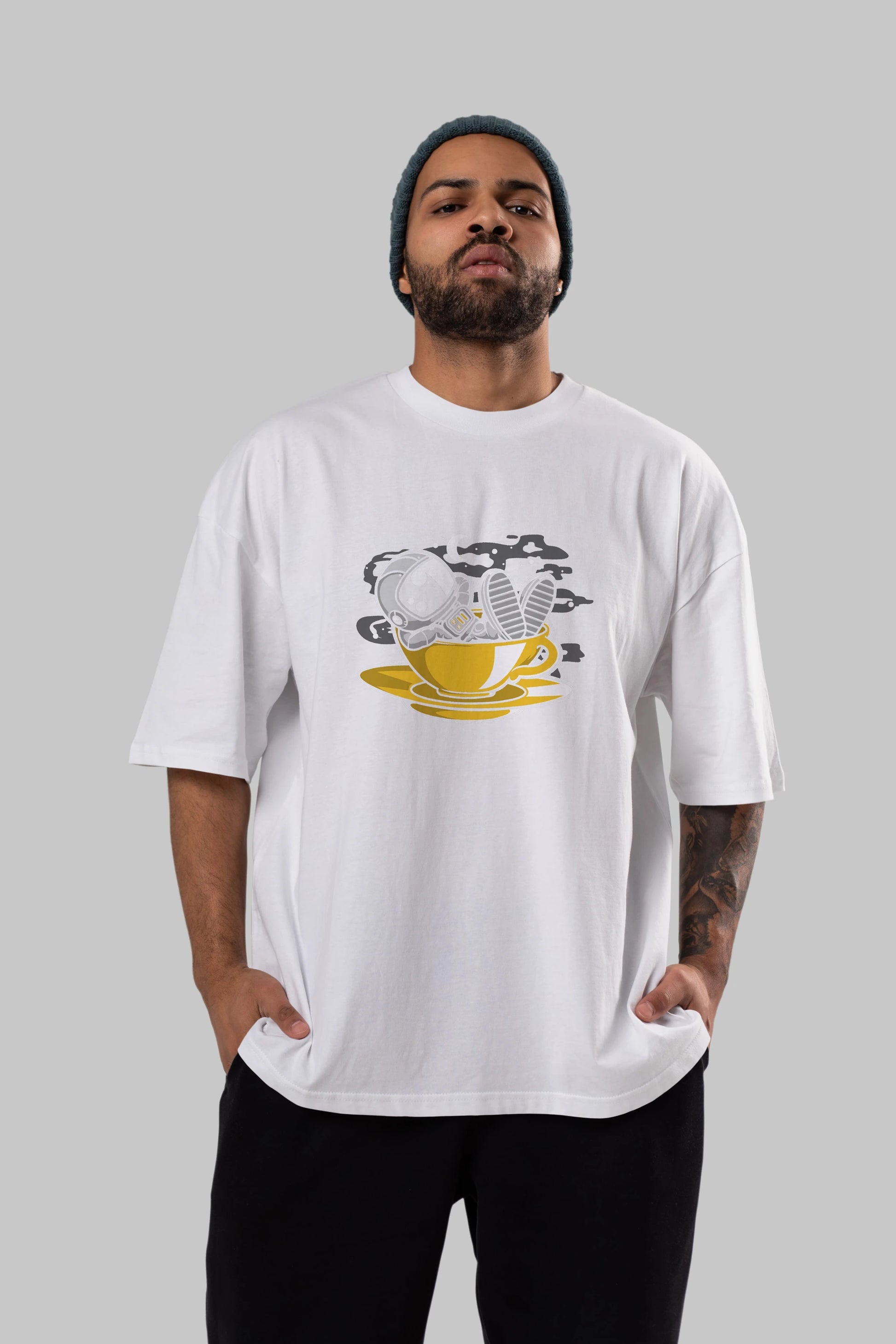 Astronaut Relax Ön Baskılı Oversize t-shirt Erkek Kadın Unisex
