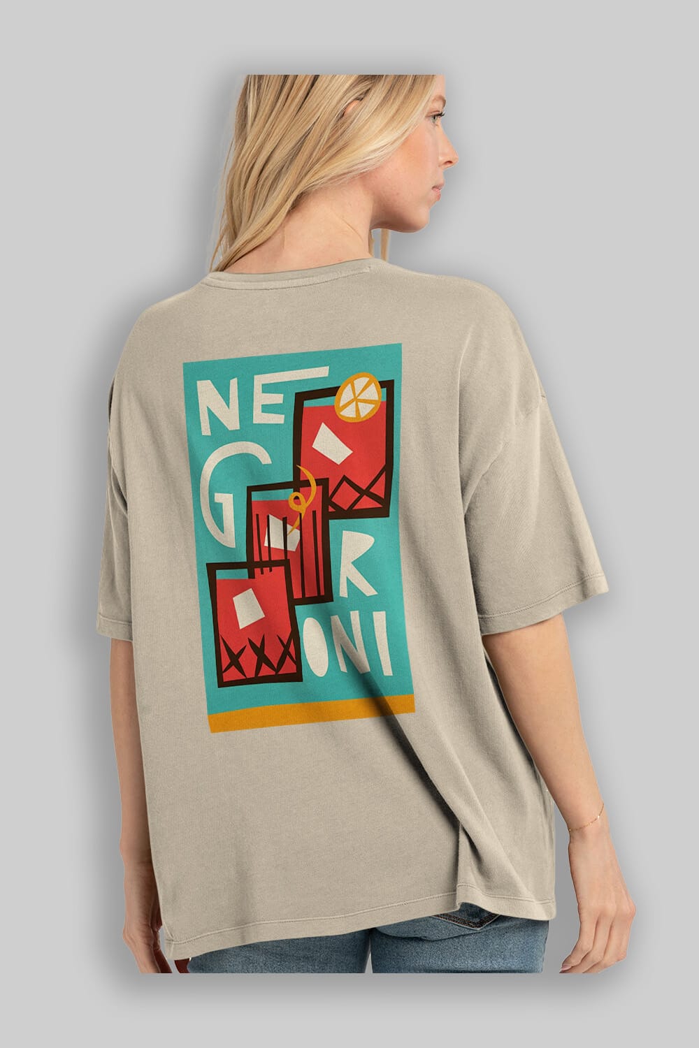 Negroni 3 Arka Baskılı Oversize t-shirt Erkek Kadın Unisex %100 Pamuk Bisiklet Yaka tişort