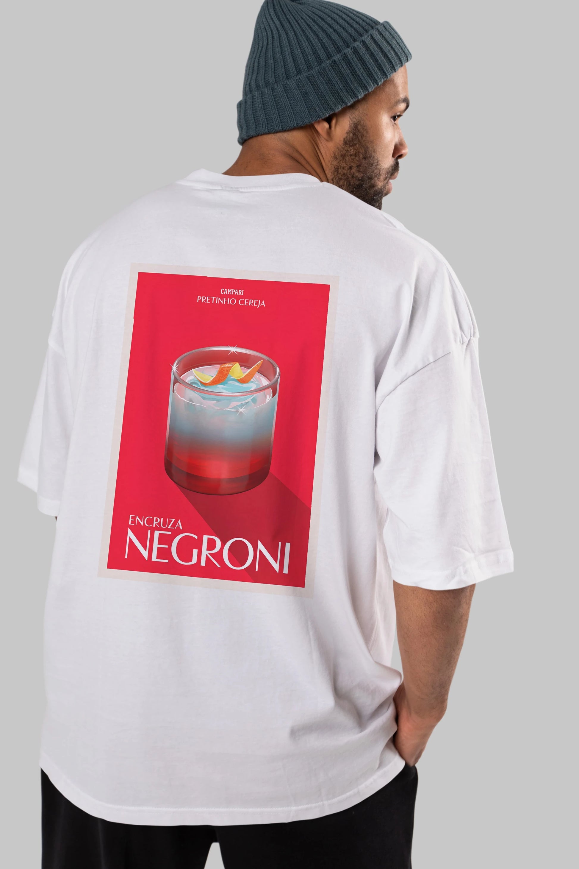 Encruza Negroni Arka Baskılı Oversize t-shirt Erkek Kadın Unisex %100 Pamuk Bisiklet Yaka tişort