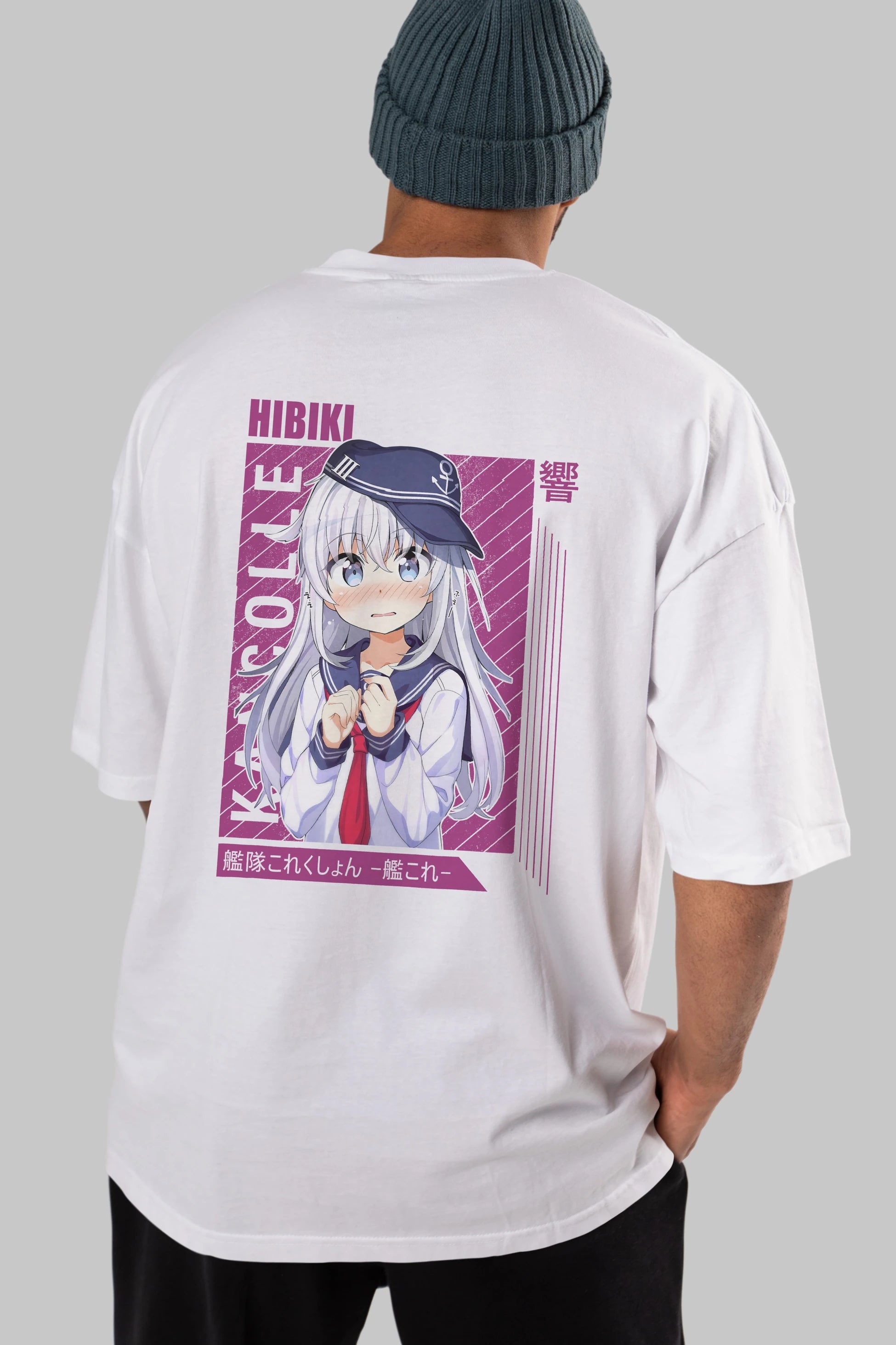 Hibiki 4 Anime Arka Baskılı Oversize t-shirt Erkek Kadın Unisex