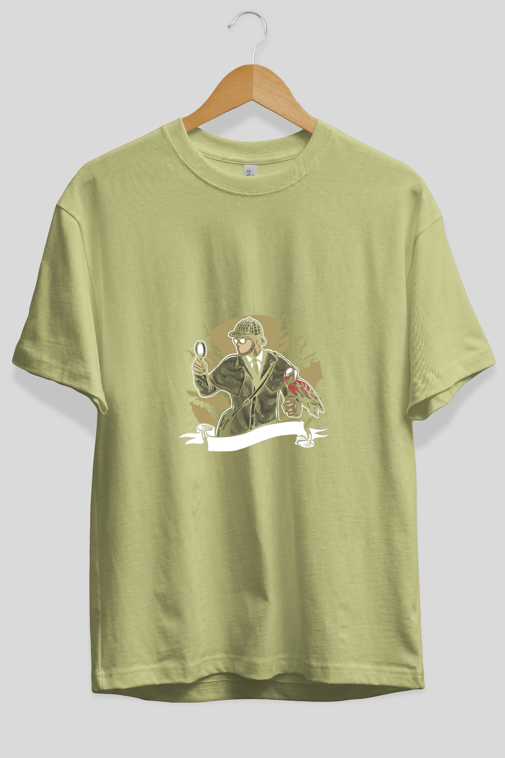 Sherlock Holmes Ön Baskılı Oversize t-shirt Erkek Kadın Unisex %100 Pamuk tişort