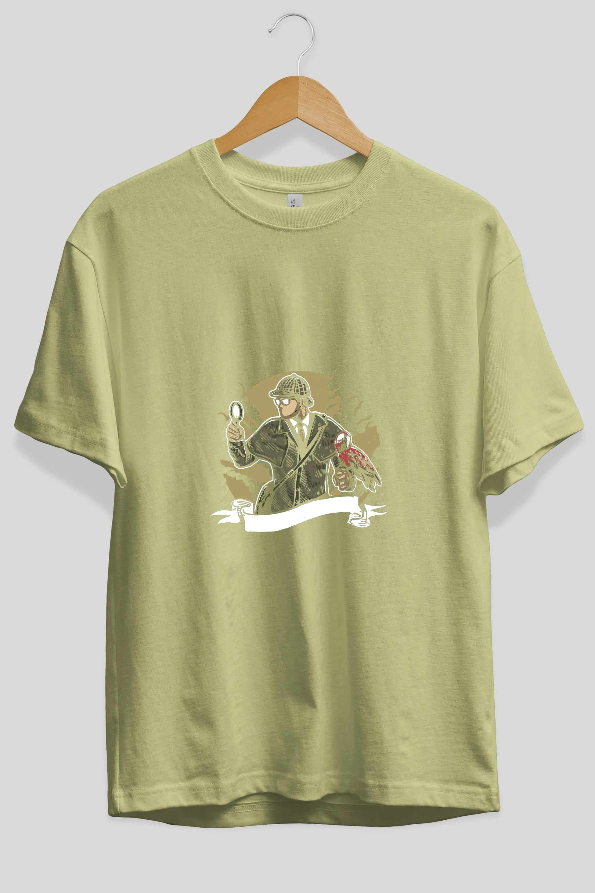 Sherlock Holmes Ön Baskılı Oversize t-shirt Erkek Kadın Unisex %100 Pamuk tişort