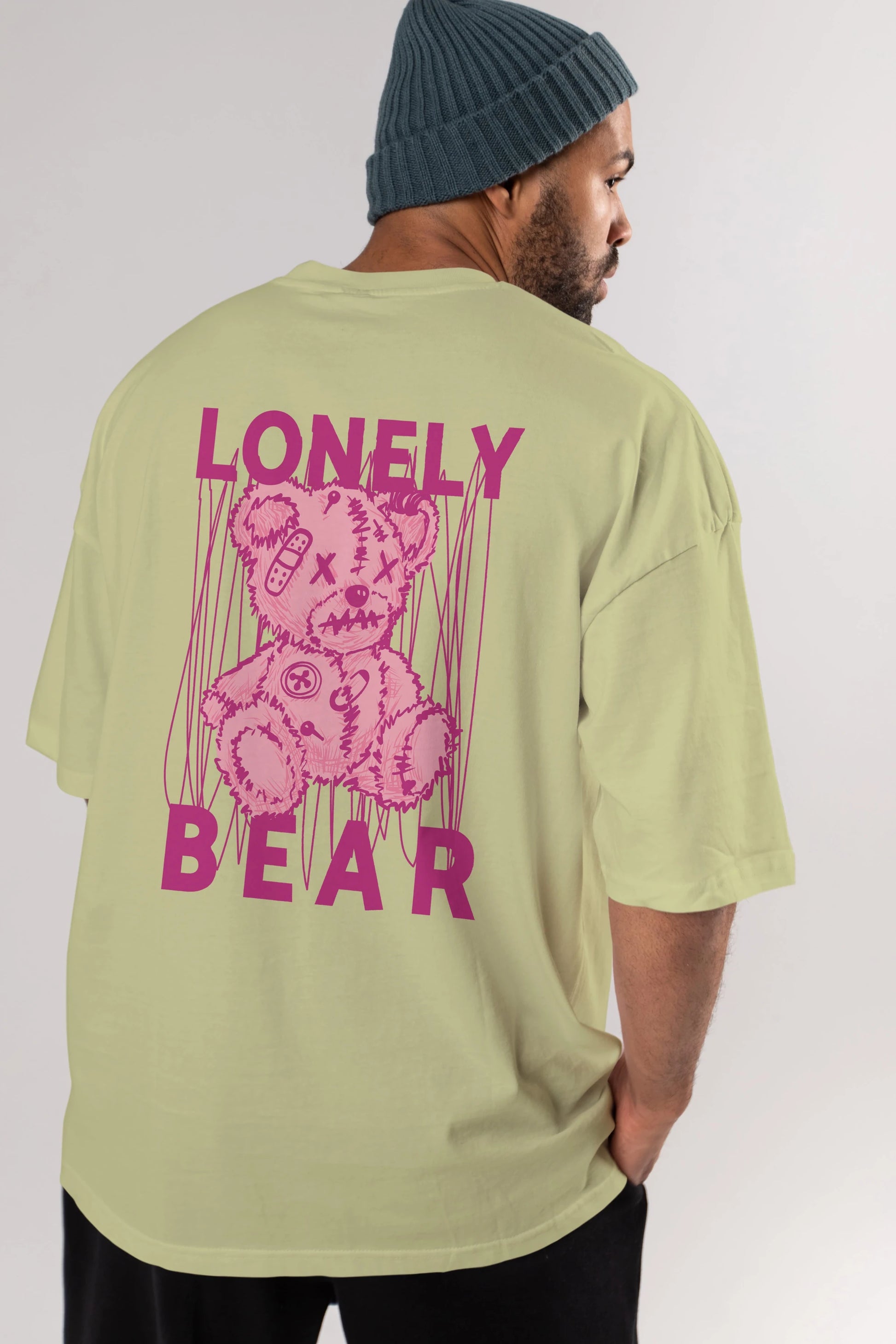 Lonely Bear Arka Baskılı Oversize t-shirt Erkek Kadın Unisex