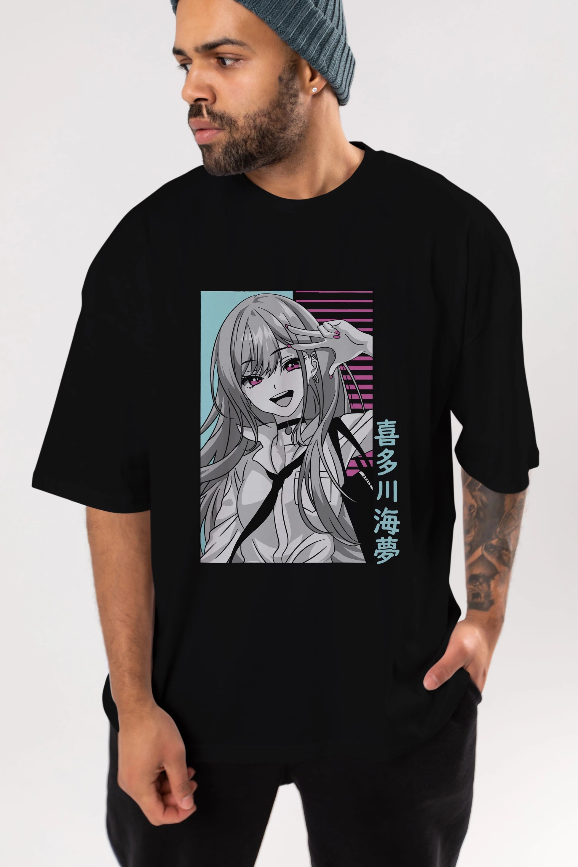 Marin Kitagawa 1 Anime Ön Baskılı Oversize t-shirt %100 pamuk Erkek Kadın Unisex