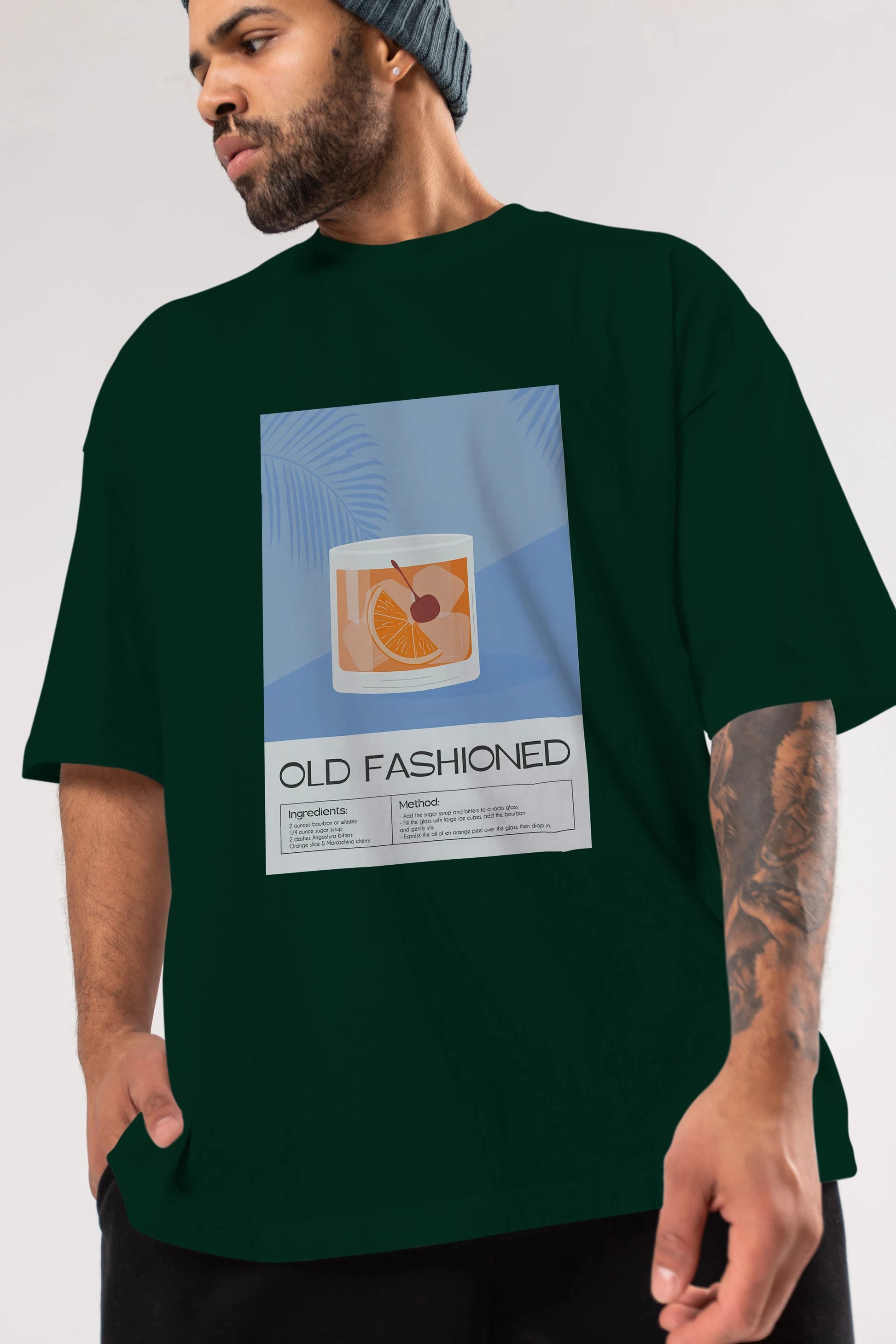 Old Fashioned 3 Ön Baskılı Oversize t-shirt Erkek Kadın Unisex %100 Pamuk Bisiklet Yaka tişort