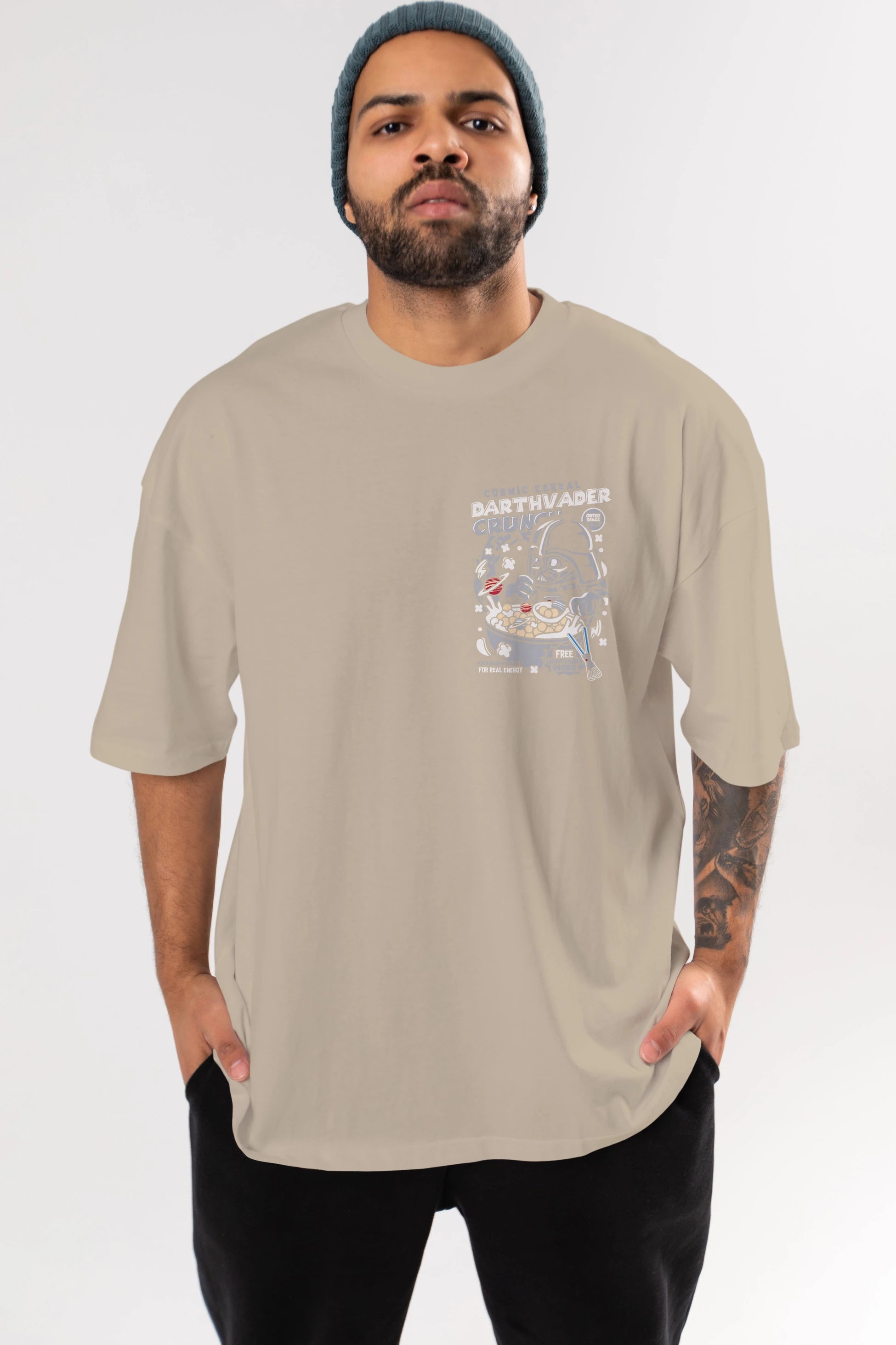 Darth Vader (2) Ön Sol Baskılı Oversize t-shirt Erkek Kadın Unisex %100 Pamuk Bisiklet Yaka tişort