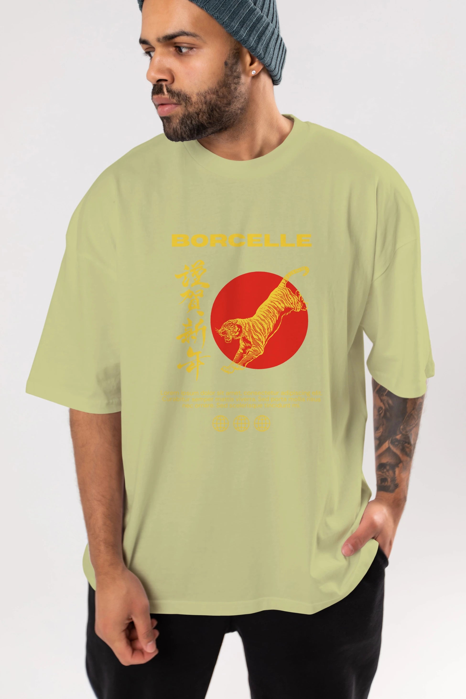 Borcelle Tiger Streetwear Ön Baskılı Oversize t-shirt Erkek Kadın Unisex