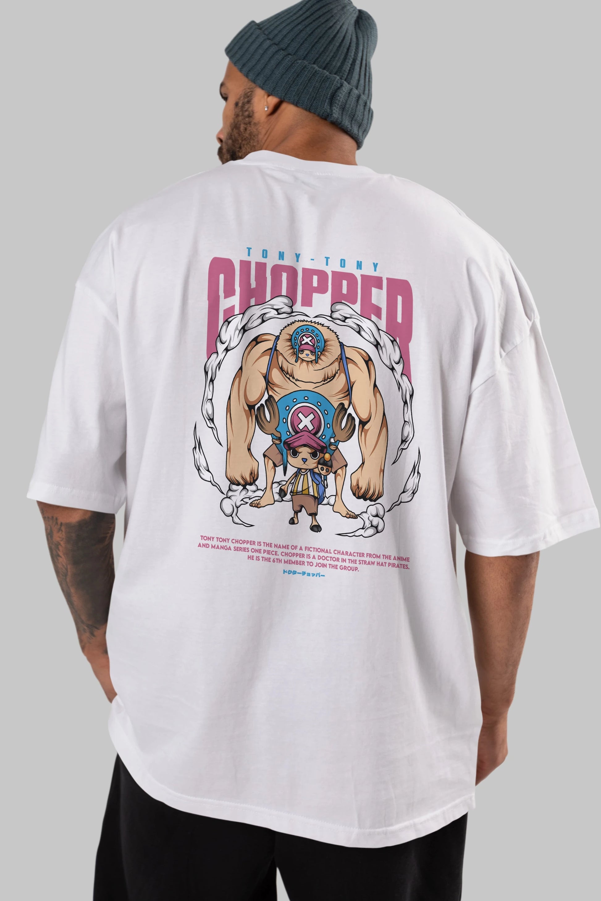 Tony Tony Chopper Anime Arka Baskılı Oversize t-shirt Erkek Kadın Unisex