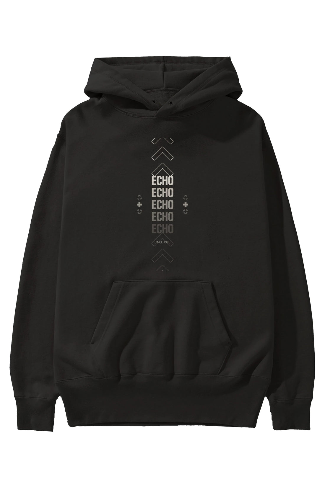Echo Yazılı Ön Baskılı Oversize Hoodie Kapüşonlu Sweatshirt Erkek Kadın Unisex