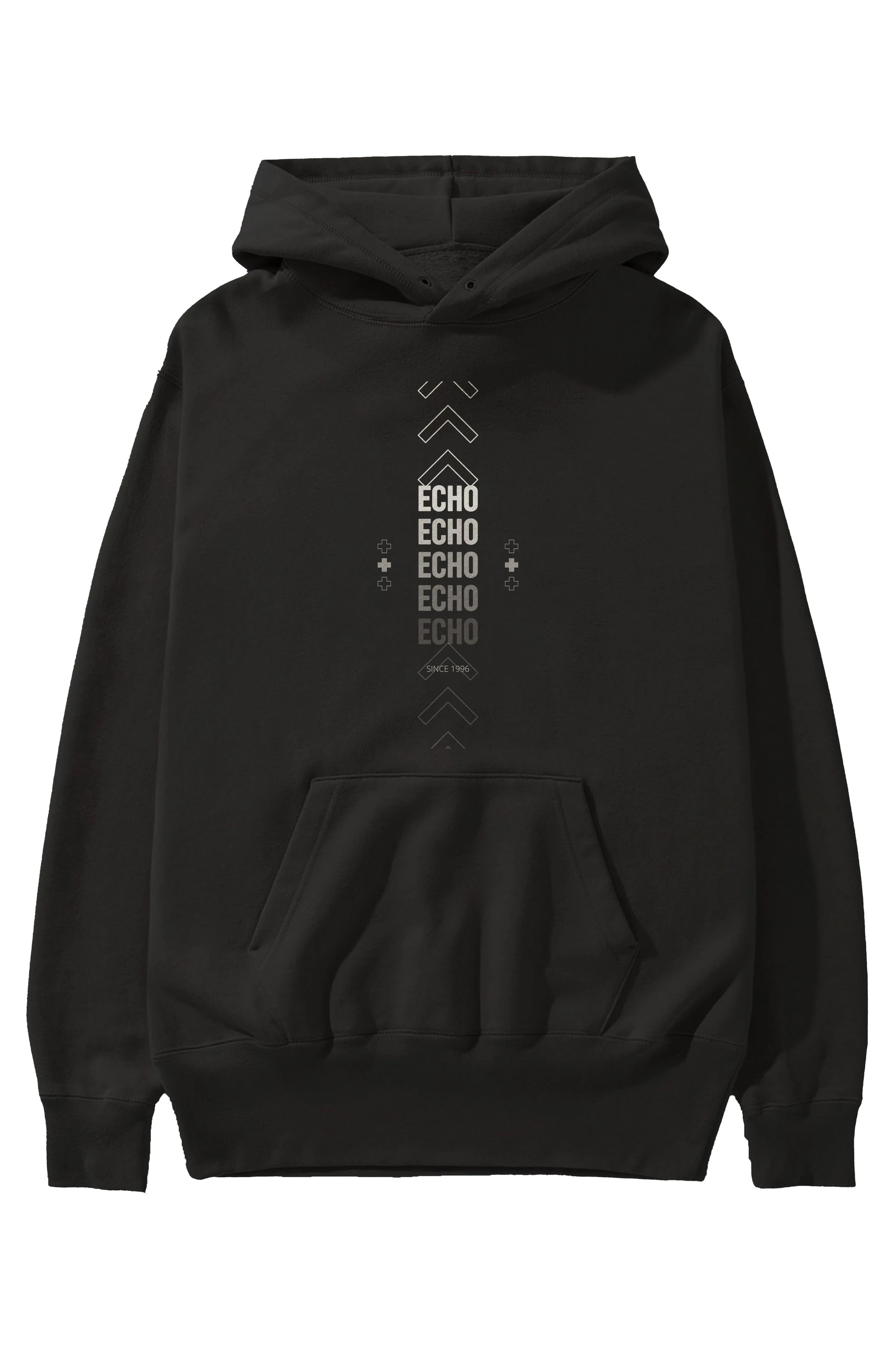 Echo Yazılı Ön Baskılı Oversize Hoodie Kapüşonlu Sweatshirt Erkek Kadın Unisex