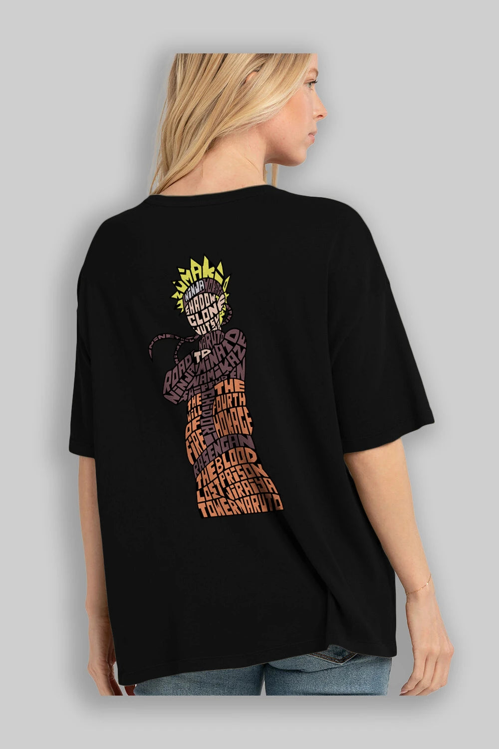 Rasengan Arka Baskılı Oversize t-shirt %100 pamuk Erkek Kadın Unisex