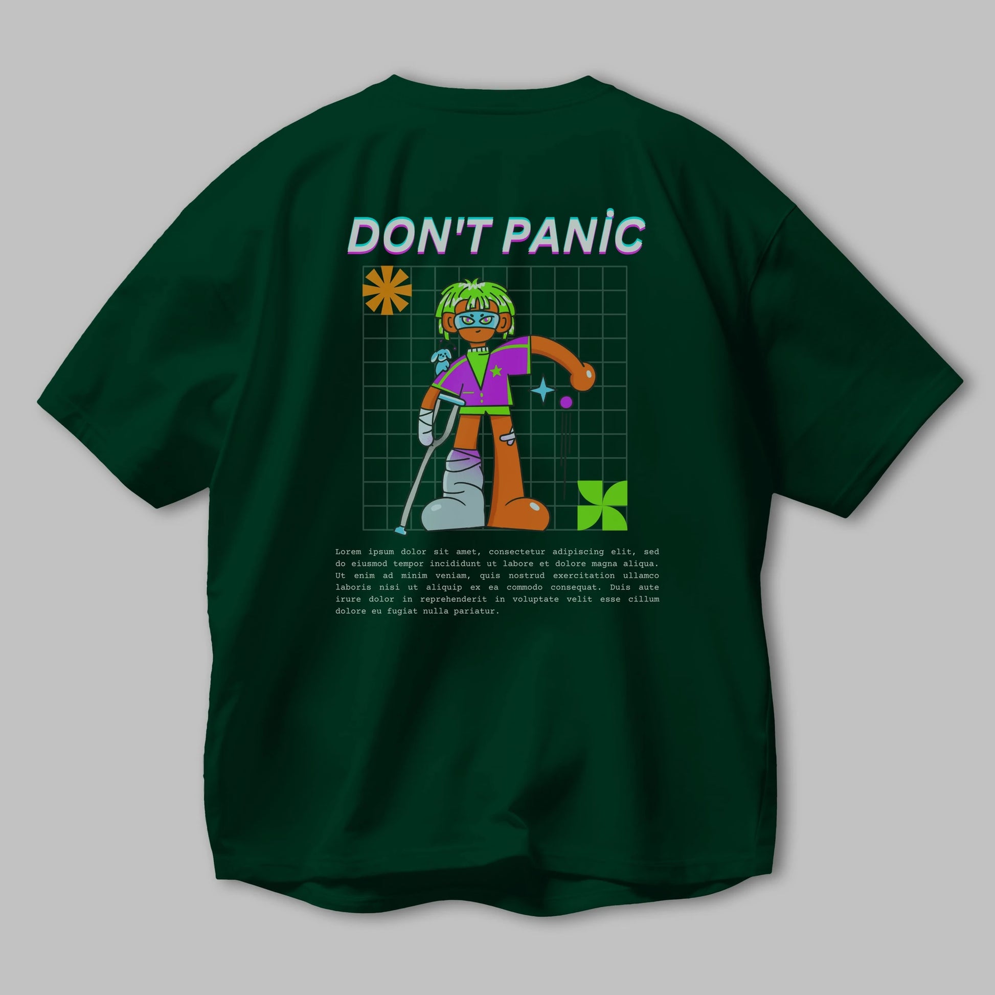 Dont Panic Yazılı Arka Baskılı Oversize t-shirt Erkek Kadın Unisex