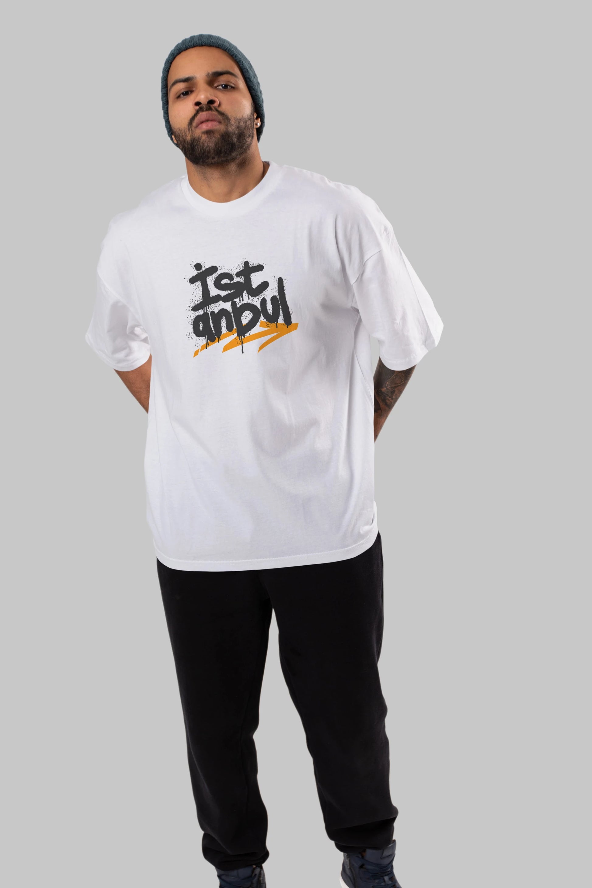istanbul Yazılı Ön Baskılı Oversize t-shirt Erkek Kadın Unisex