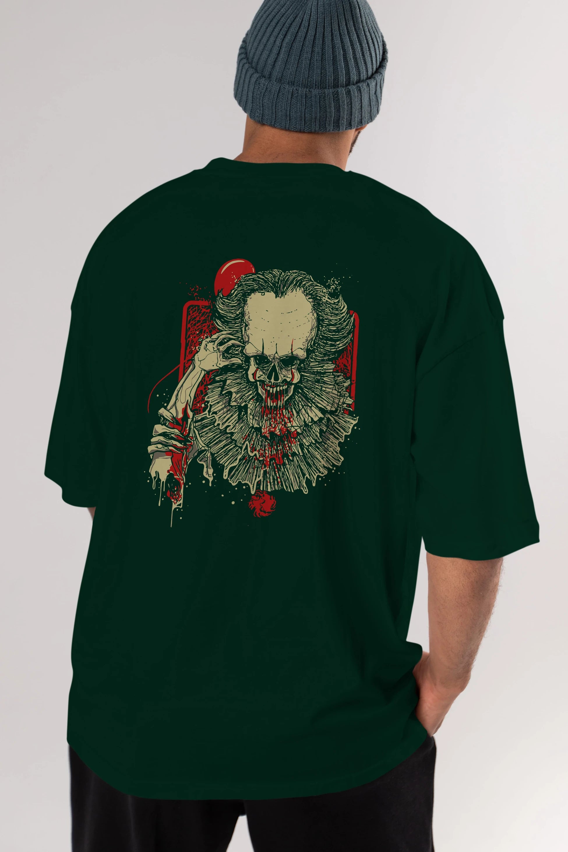 it (2) Arka Baskılı Oversize t-shirt Erkek Kadın Unisex %100 Pamuk Bisiklet Yaka tişort